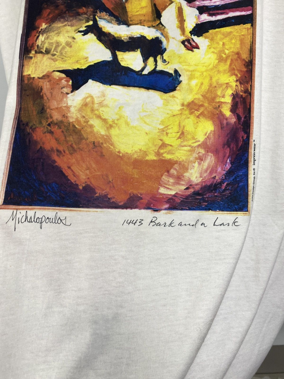 Hanes Vintage 90s James Michalopoulos T-shirt Monet style rare Y2K Size US XL / EU 56 / 4 - 8 Thumbnail
