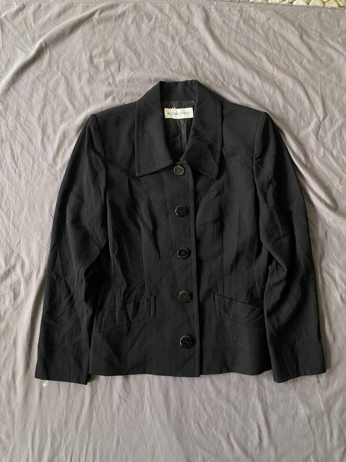 Yves Saint Laurent Vintage Yves Saint Laurent Blazer Herringbone LGB Size XS / US 0-2 / IT 36-38 - 1 Thumbnail