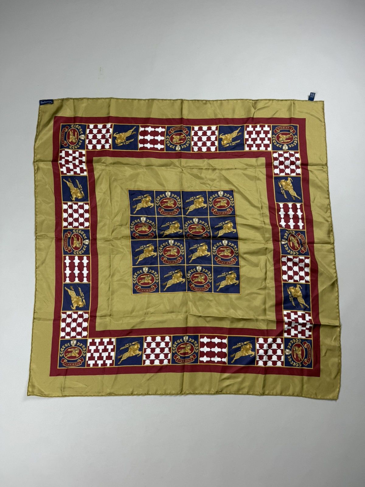 Burberry Burberry’s VTG Silk Multilogo Overprinted Handkerchief Scarf Size ONE SIZE - 5 Thumbnail