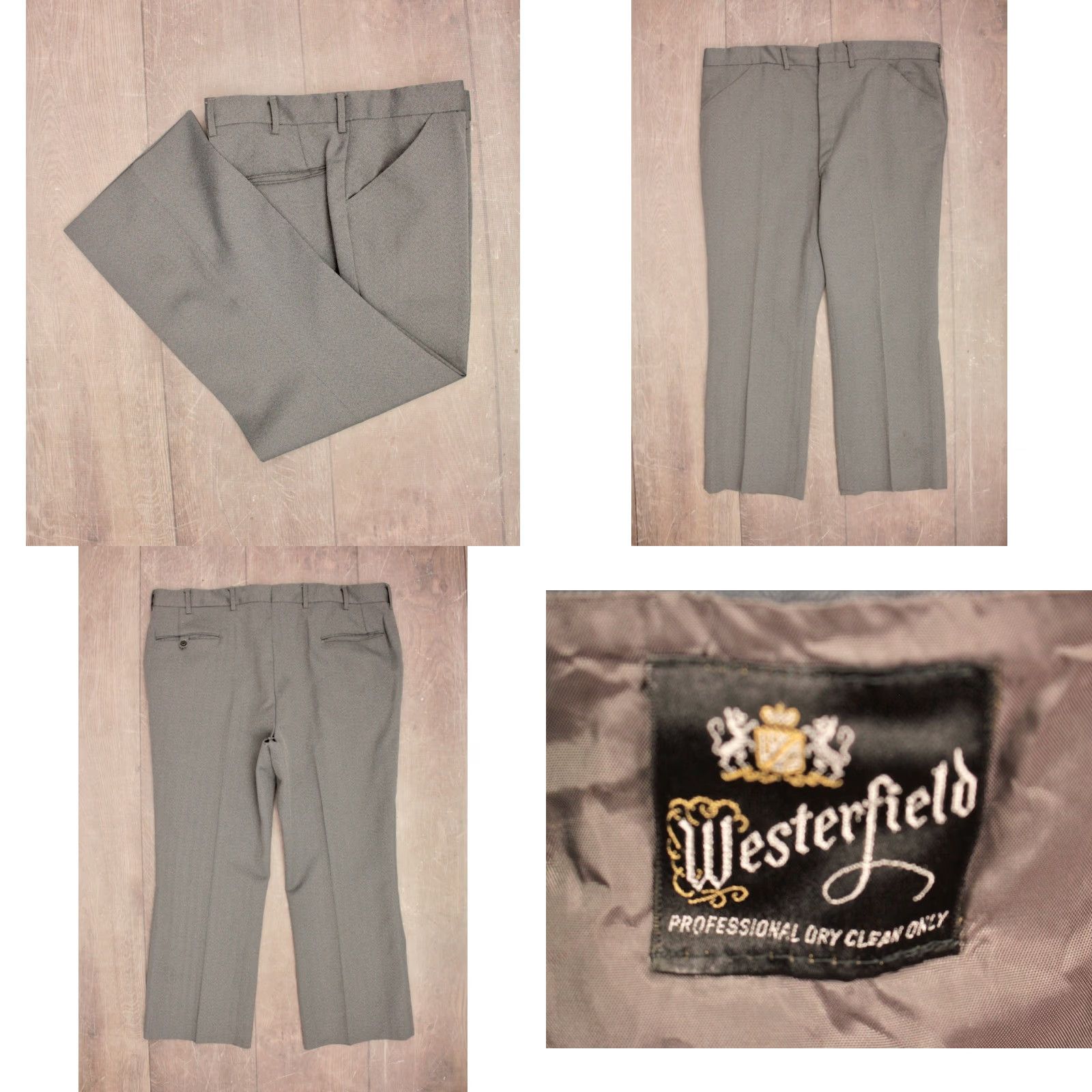 Vintage VINTAGE Men’s VTG 70s Grey 3 PC Leisure Suit Sz L-XL 1970s Disco Polyester Shirt Hoodie Hat Mens Size 42R - 8 Thumbnail