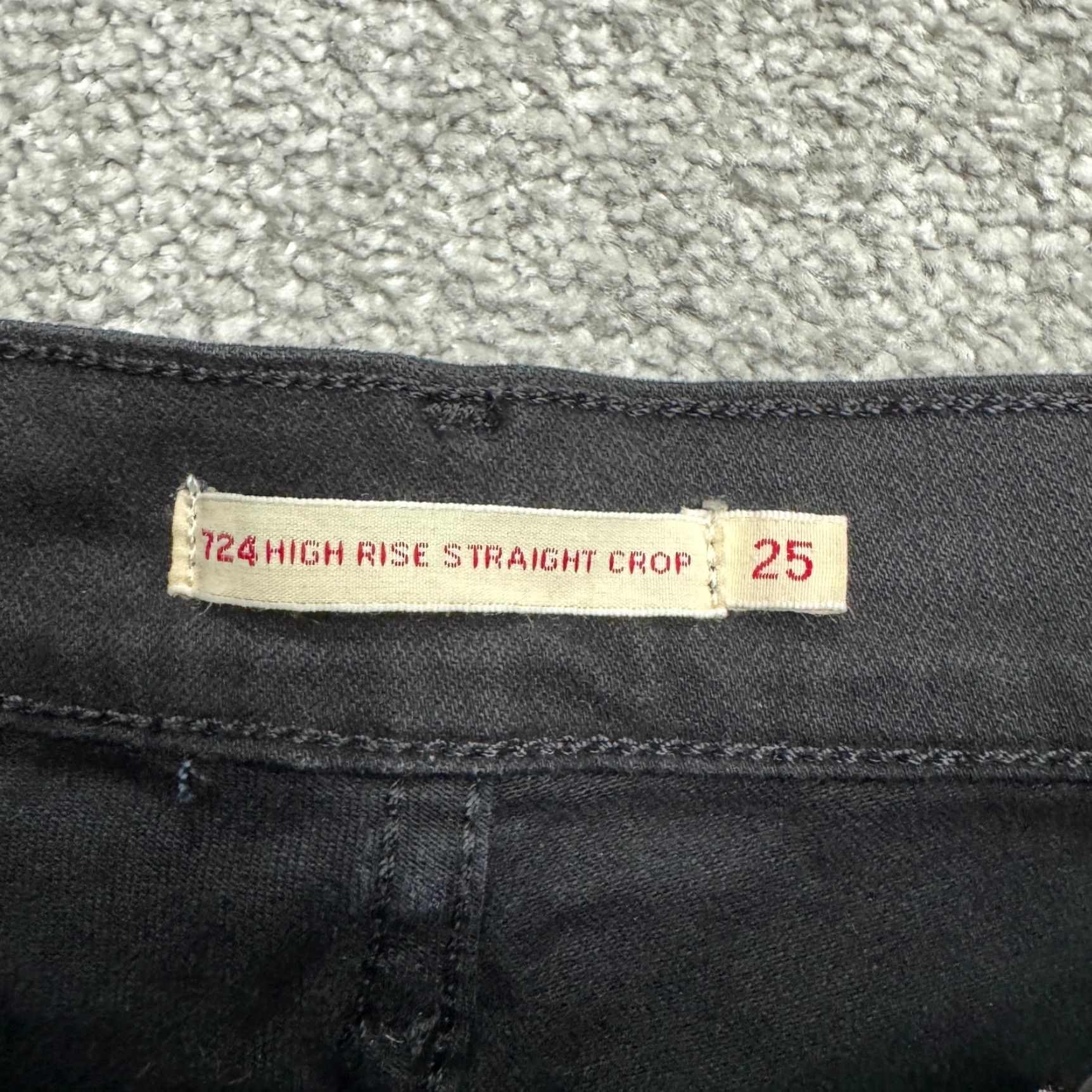 Levi's Levi's 724 High Rise Straight Crop Jeans Womens 25 Black Distressed Casual Size 42" / US 20 - 7 Thumbnail