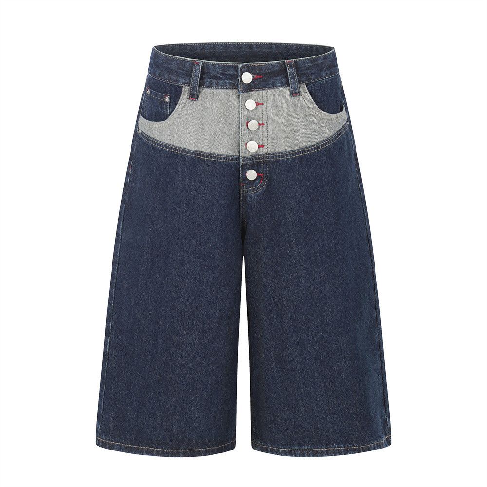 Japanese Brand Men's Loose Straight-Leg Paneled Denim Shorts Size US 32 / EU 48 - 1 Thumbnail