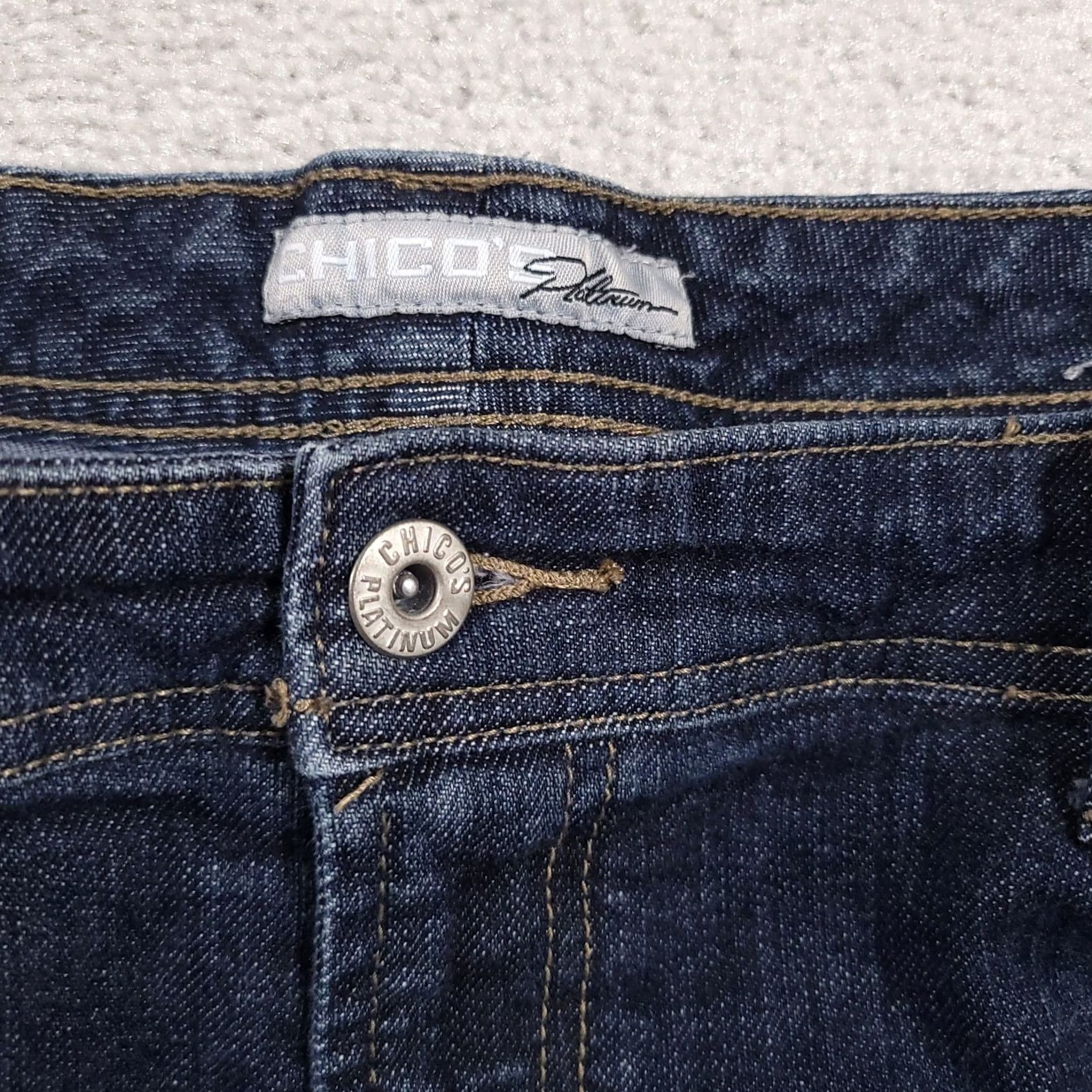 Vintage Chico'S Platinum Jeans Womens 2 US Large 14 Mid-Rise Denim 34X27 Straight Leg - Vintage - Blue Size 24" / US 00 / IT 34 - 5 Thumbnail
