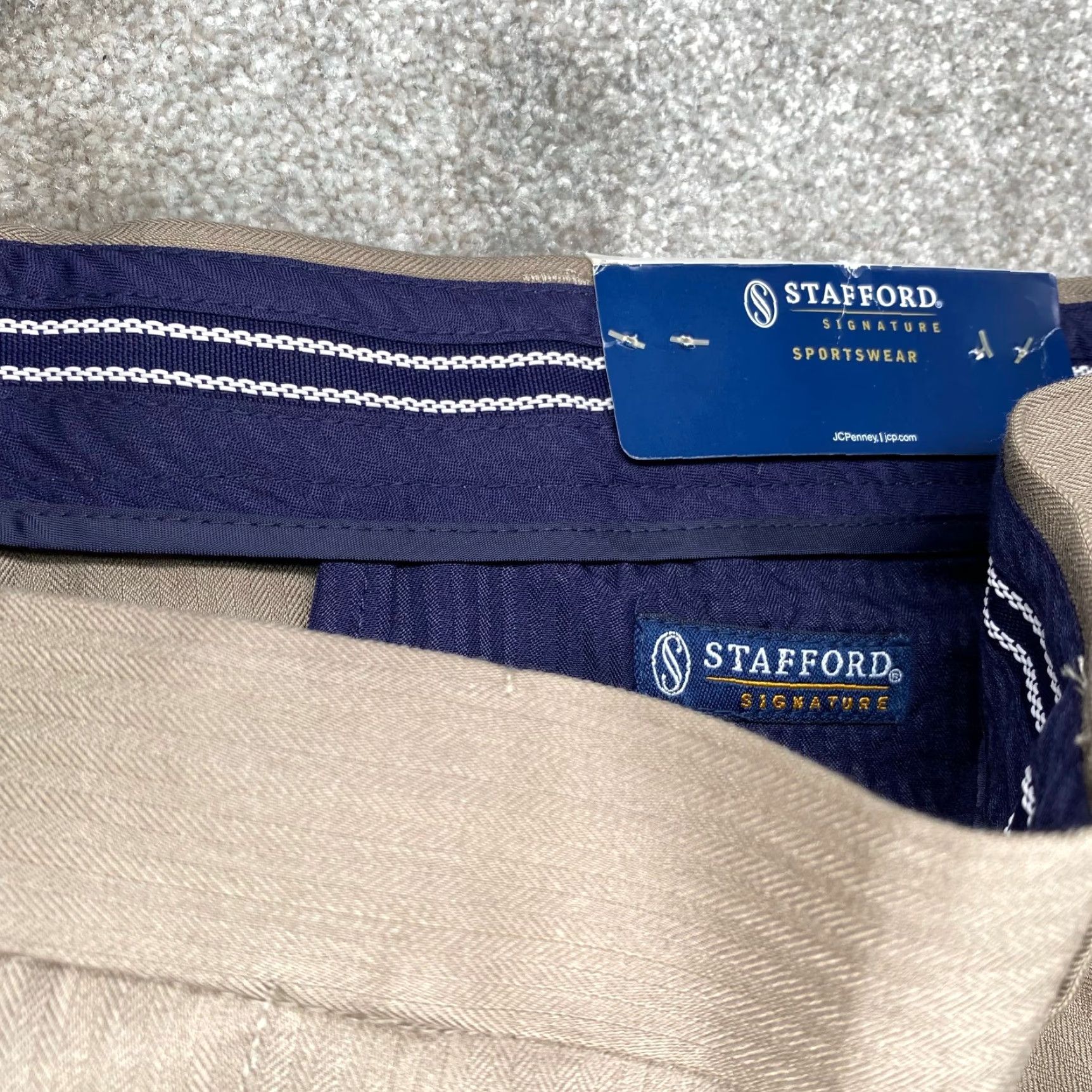 Stafford Stafford Signature Sportswear Pants Men 42x25 Taupe Flat Front Dress Pants Slim Straight NWT Stafford Size US 42 / EU 58 - 4 Thumbnail