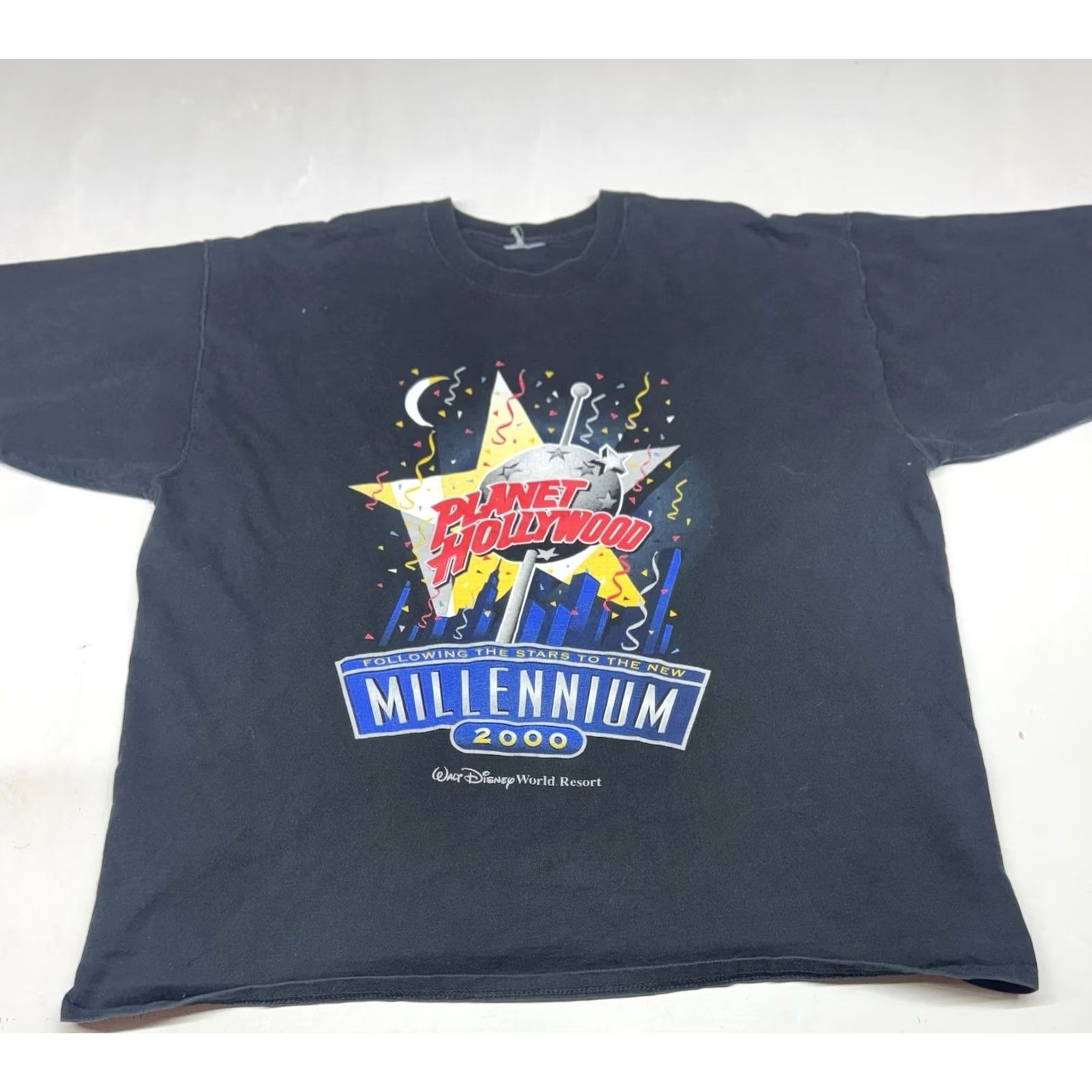 Planet Hollywood VINTAGE Planet Hollywood Walt Disney World 2000 Y2K Millennium T-Shirt XXL Black Mens Size US XXL / EU 58 / 5 - 2 Thumbnail