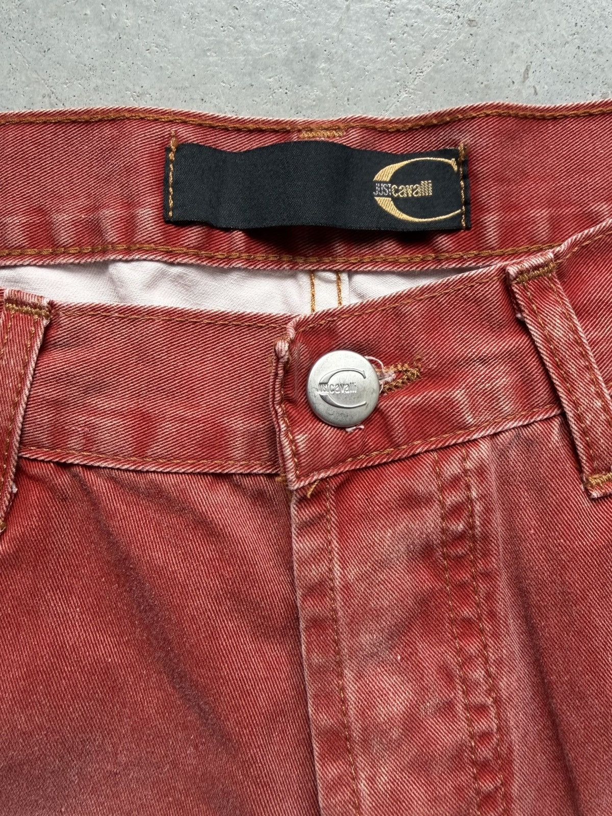 Just Cavalli SS00 Just Cavali Red Faded Denim Jeans Size US 32 / EU 48 - 2 Thumbnail