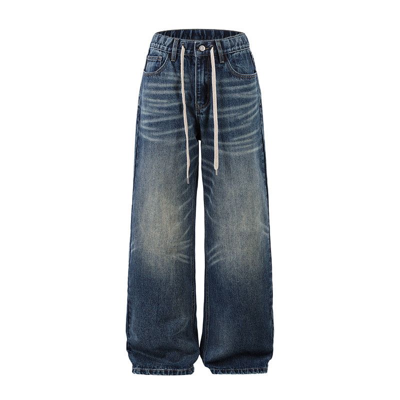 Jean Retro washed distressed dark blue jeans for men Size US 32 / EU 48 - 1 Thumbnail