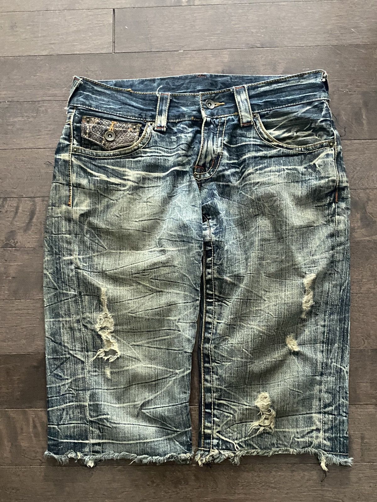 If Six Was Nine Semantic Design denim snakeskin shorts Size US 29 - 4 Thumbnail