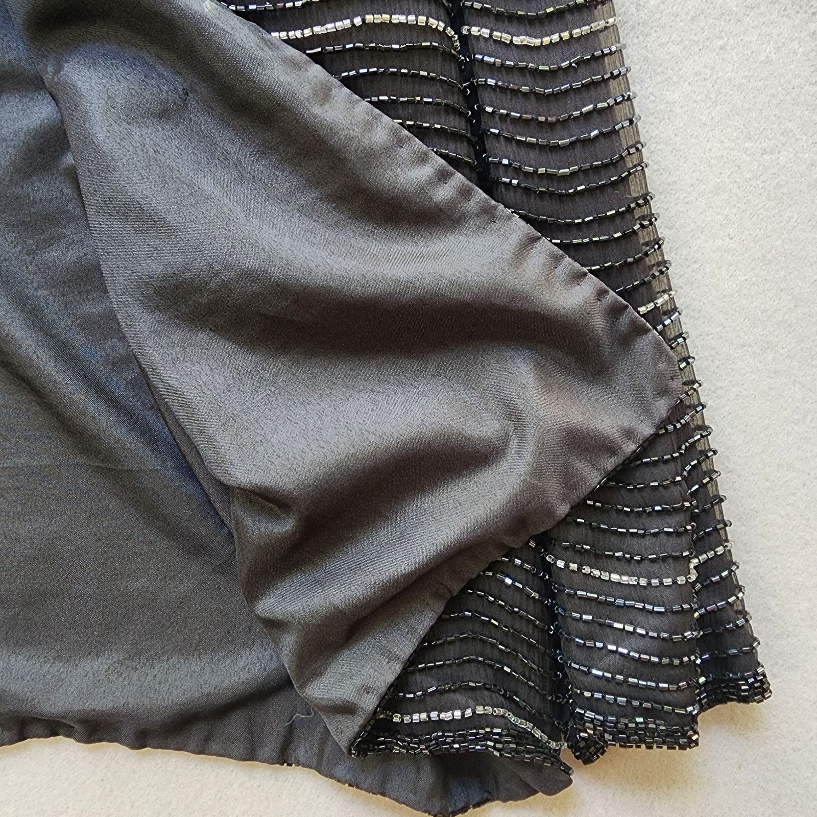 Other Laurence Kazar Silk Beaded Jacket Blazer - Black - Large Size L / US 10 / IT 46 - 7 Thumbnail