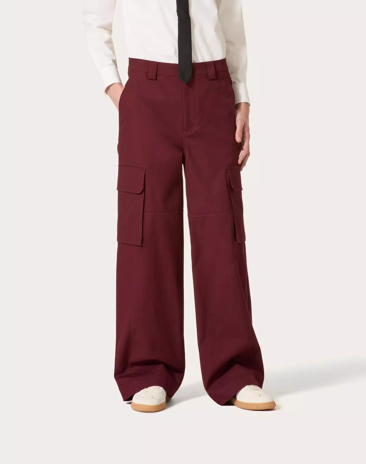 Valentino oc11z0625 Stretch Cotton Canvas Cargo Trousers in Deep Red Size US 32 / EU 48 - 4 Thumbnail