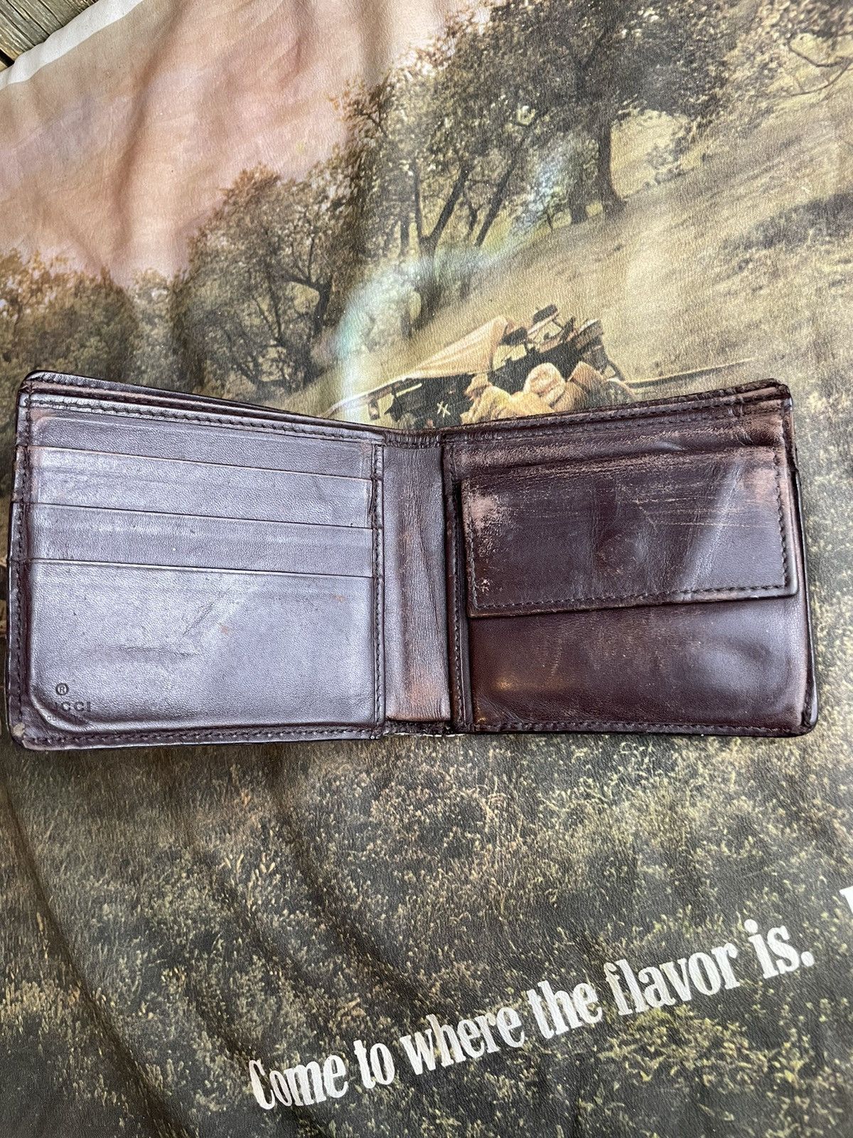 Gucci × Vintage Gucci Leather Monogram Wallet Size ONE SIZE - 5 Thumbnail