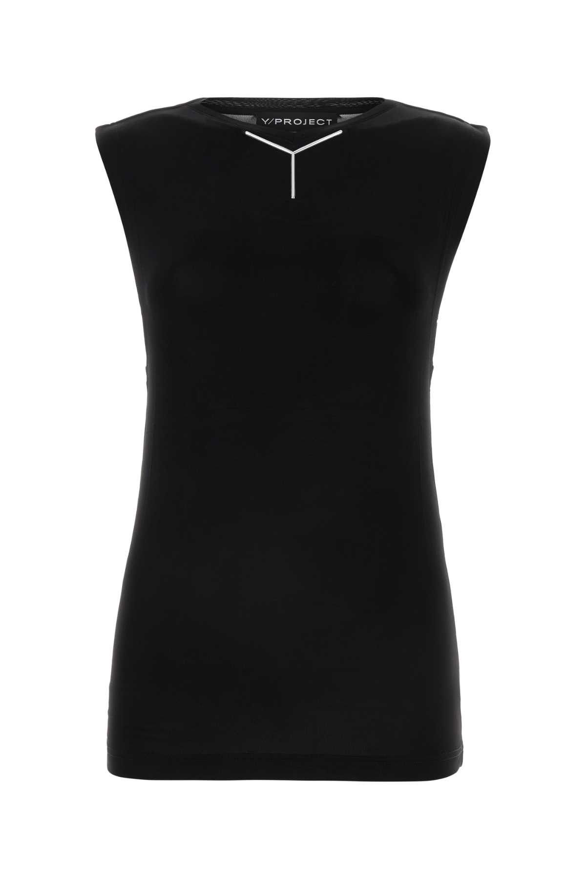 image of Yproject Black Stretch Viscose Top, Women's (Size Medium)