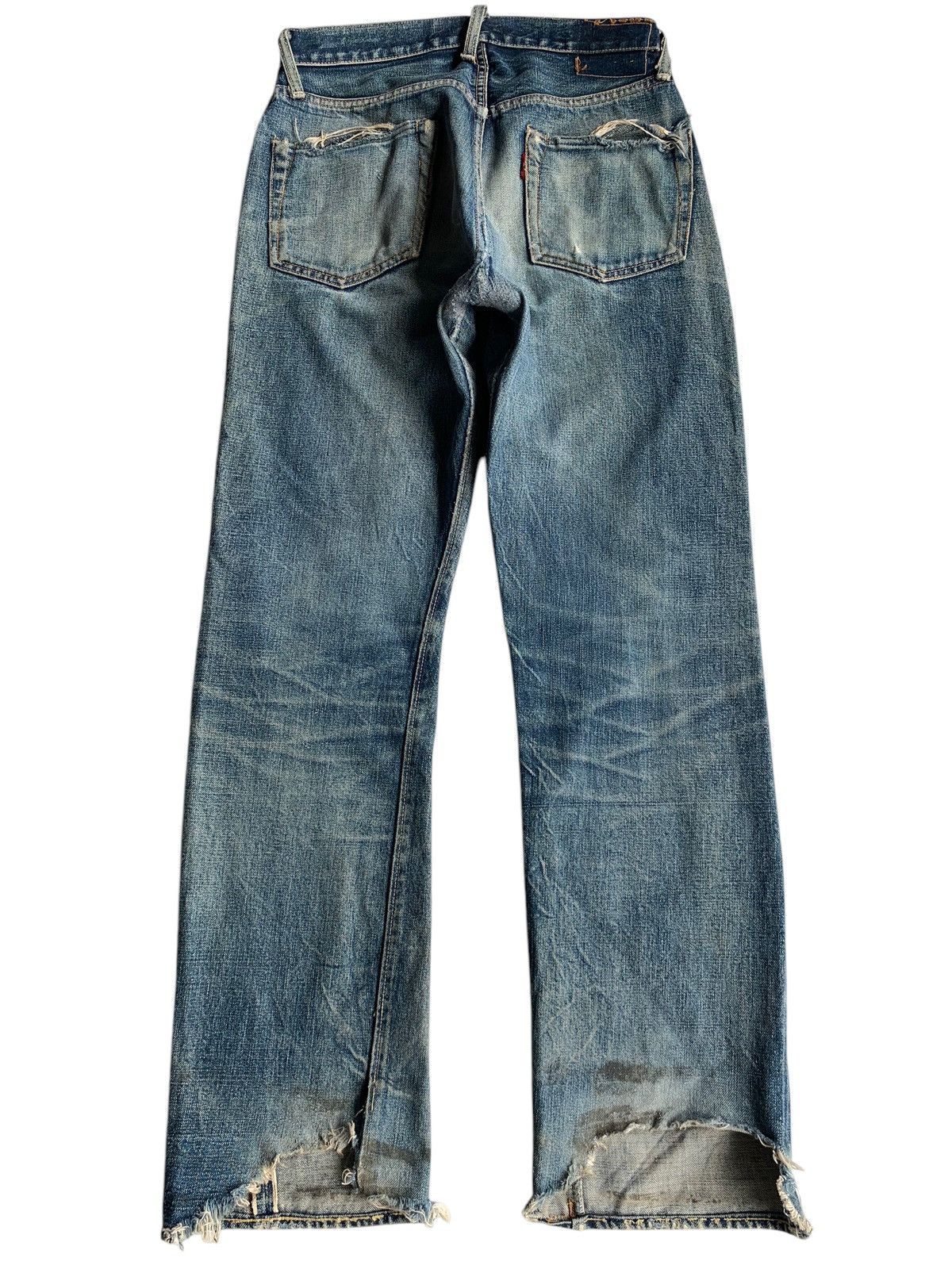 Denime × Japanese Brand VINTAGE DENIME BUTTON FLY SELVEDGE DISTRESSED DENIM JAPANESE Size US 29 - 3 Thumbnail