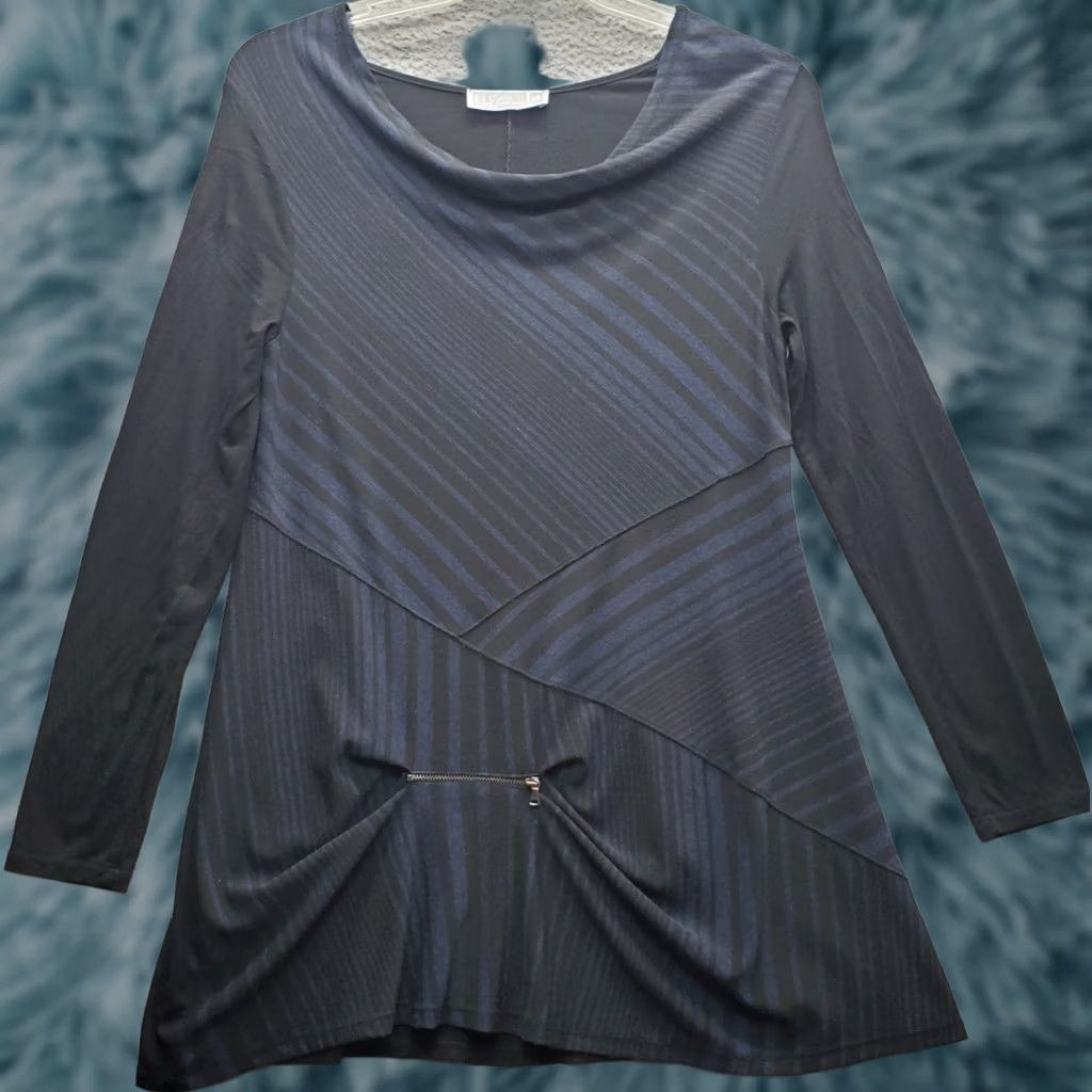 Vintage Deca Tunic Top Womens Tall 4 Multi Striped Zipped Detail Cowl Neck Size S / US 4 / IT 40 - 1 Thumbnail