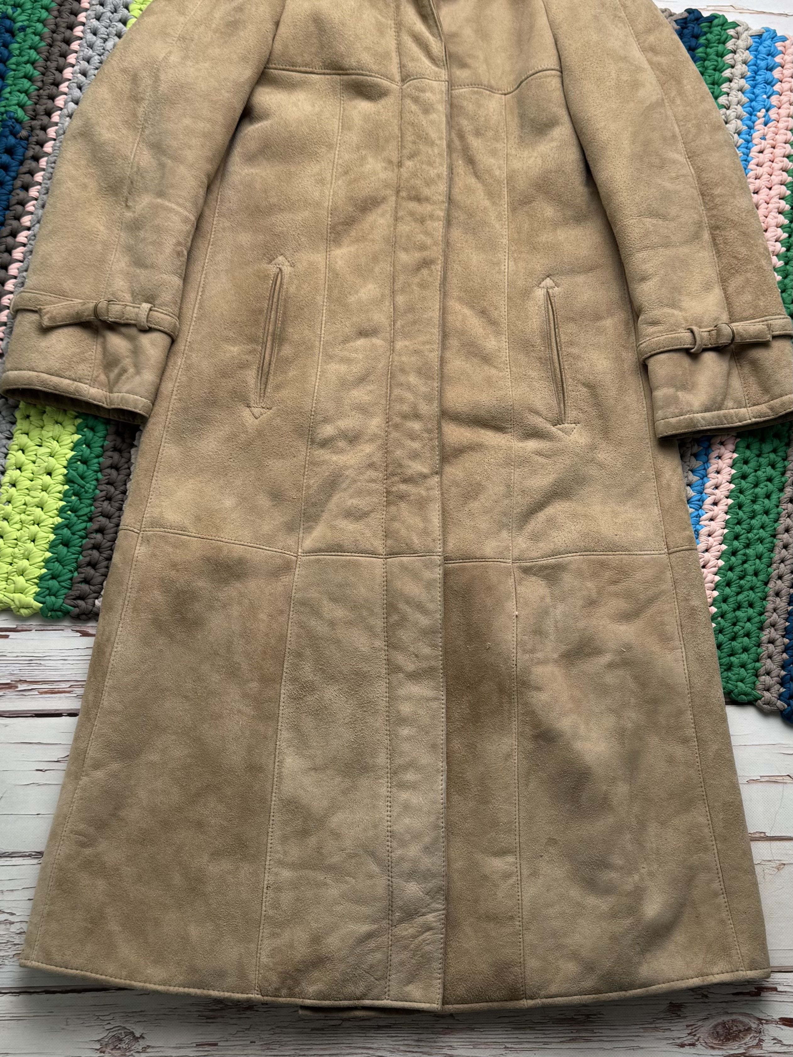 Vintage Y2K Shearling Leather Maxi Coat Longline Winter Y2K (ET1) Size L / US 10 / IT 46 - 7 Thumbnail