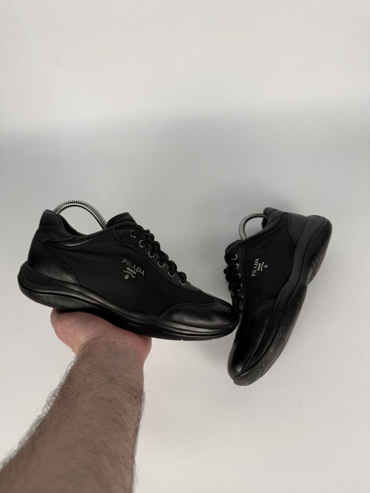 Prada Prada Milano Black Nylon & Leather Sneakers Size US 6.5 / IT 36.5 - 5 Thumbnail