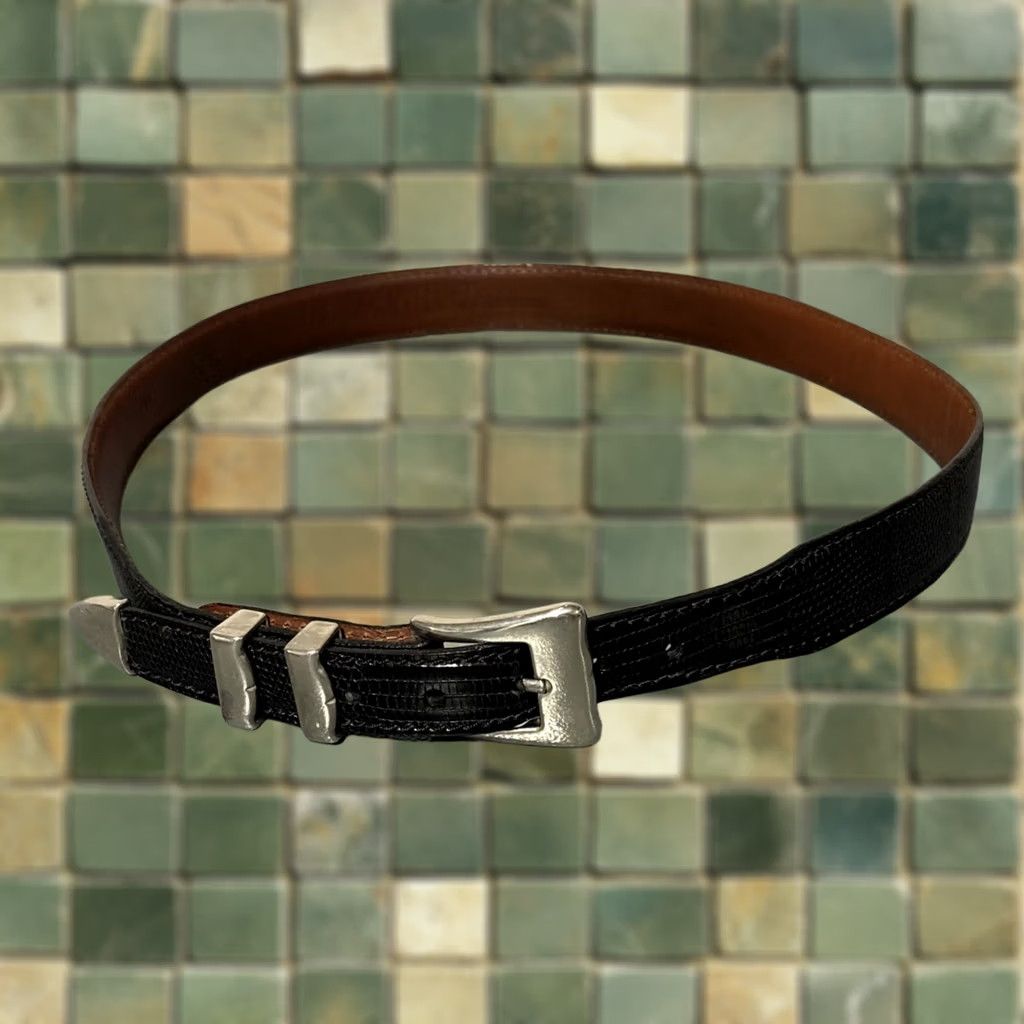 PT Torino Torino Black Lizard Leather Belt Sz 40 USA Johnston Murphy Designer Italian Luxury Size 40 - 1 Thumbnail