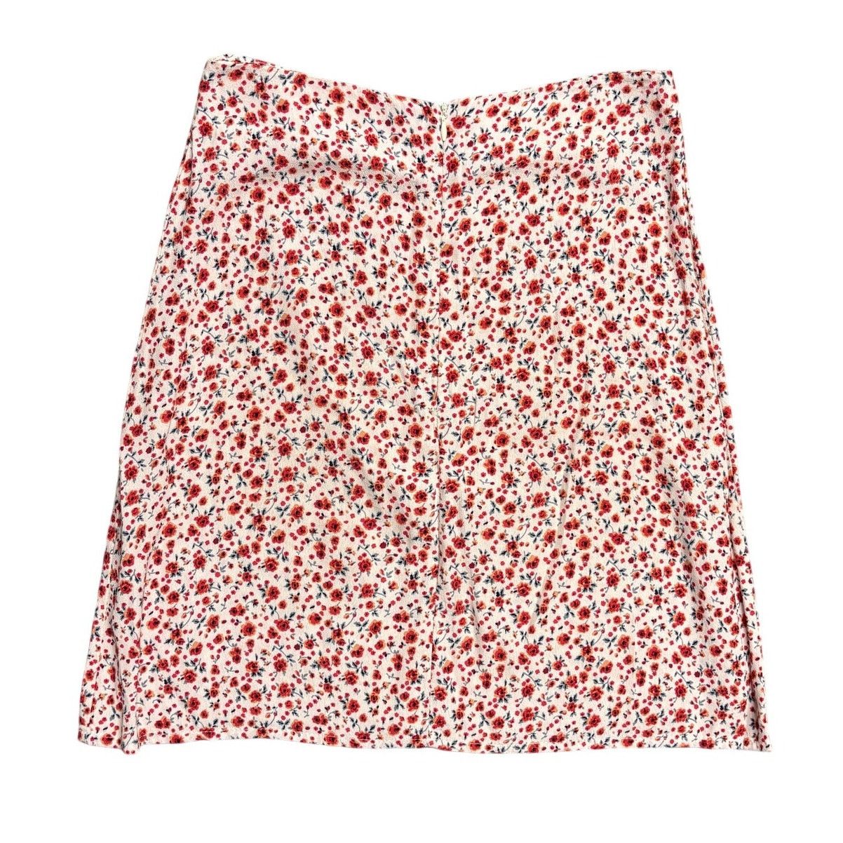 Brandy Melville Brandy Melville Floral Mini Skirt Red White Viscose One Size Size 25" / US 0 / IT 36 - 2 Thumbnail