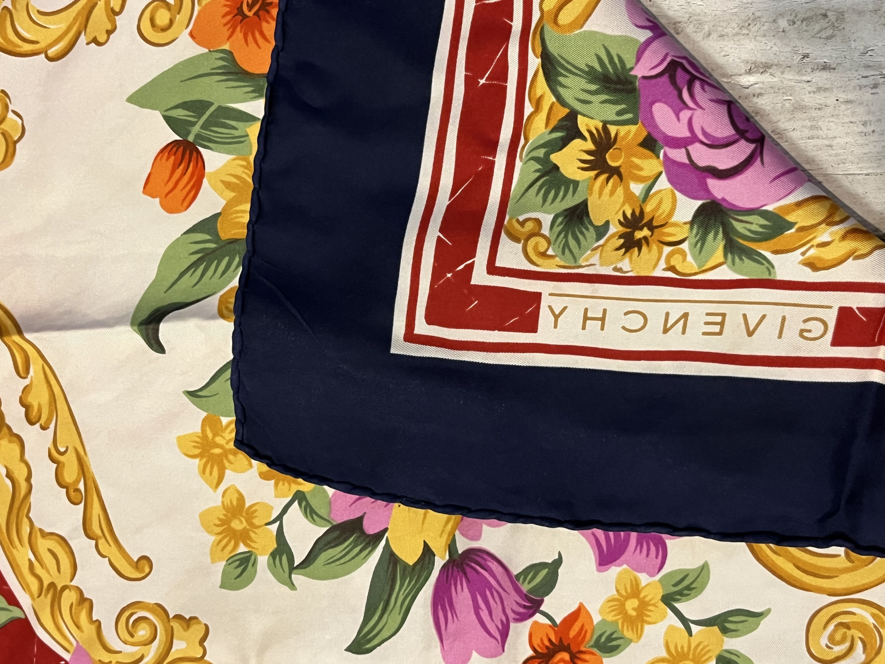 Givenchy × Vintage Vintage Givenchy Floral Silk Scarf Size ONE SIZE - 7 Thumbnail