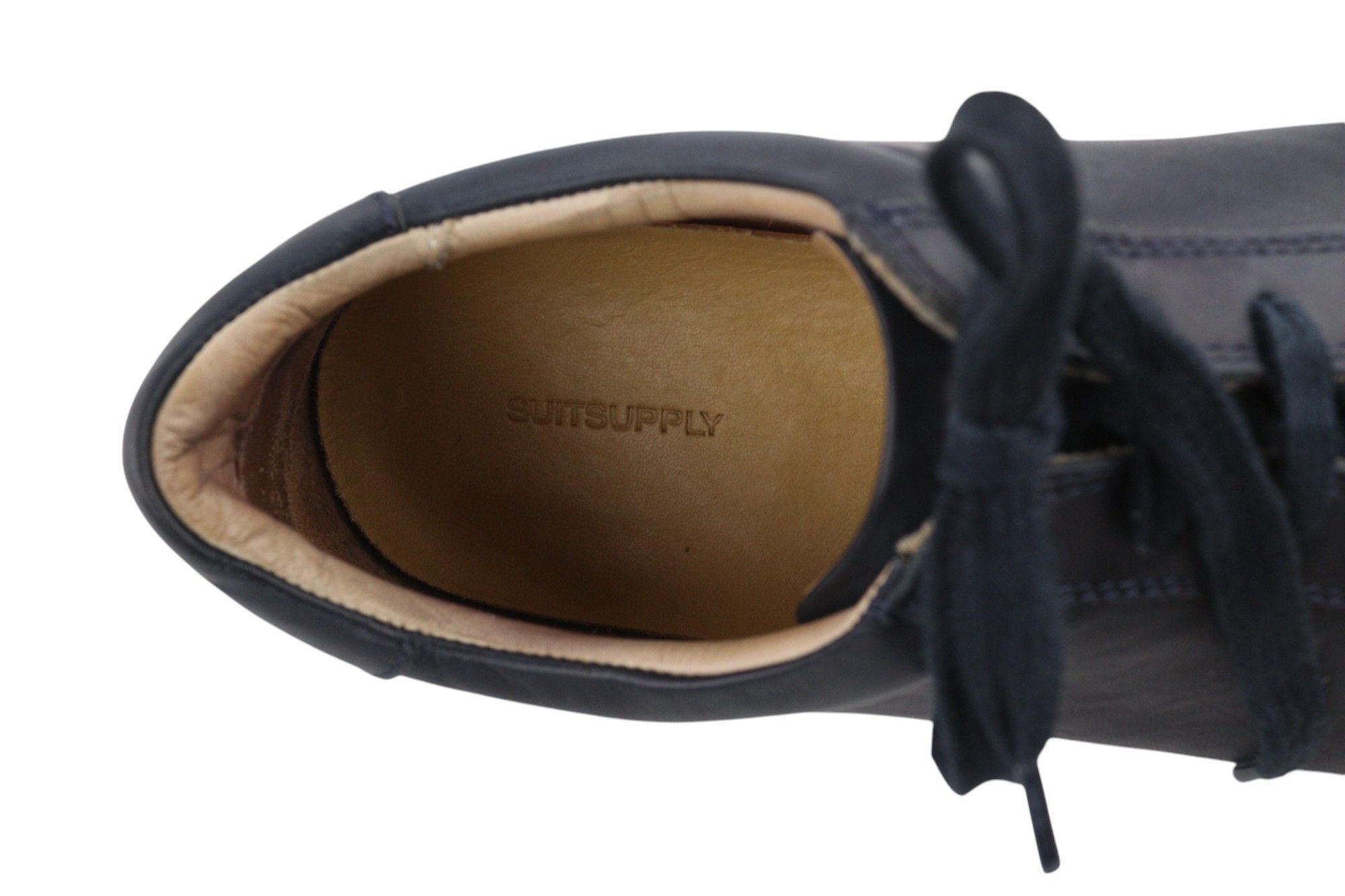 Suitsupply EU45 Navy Blue Leather Low-Top Sneakers 81563 Size US 12 / EU 45 - 6 Thumbnail