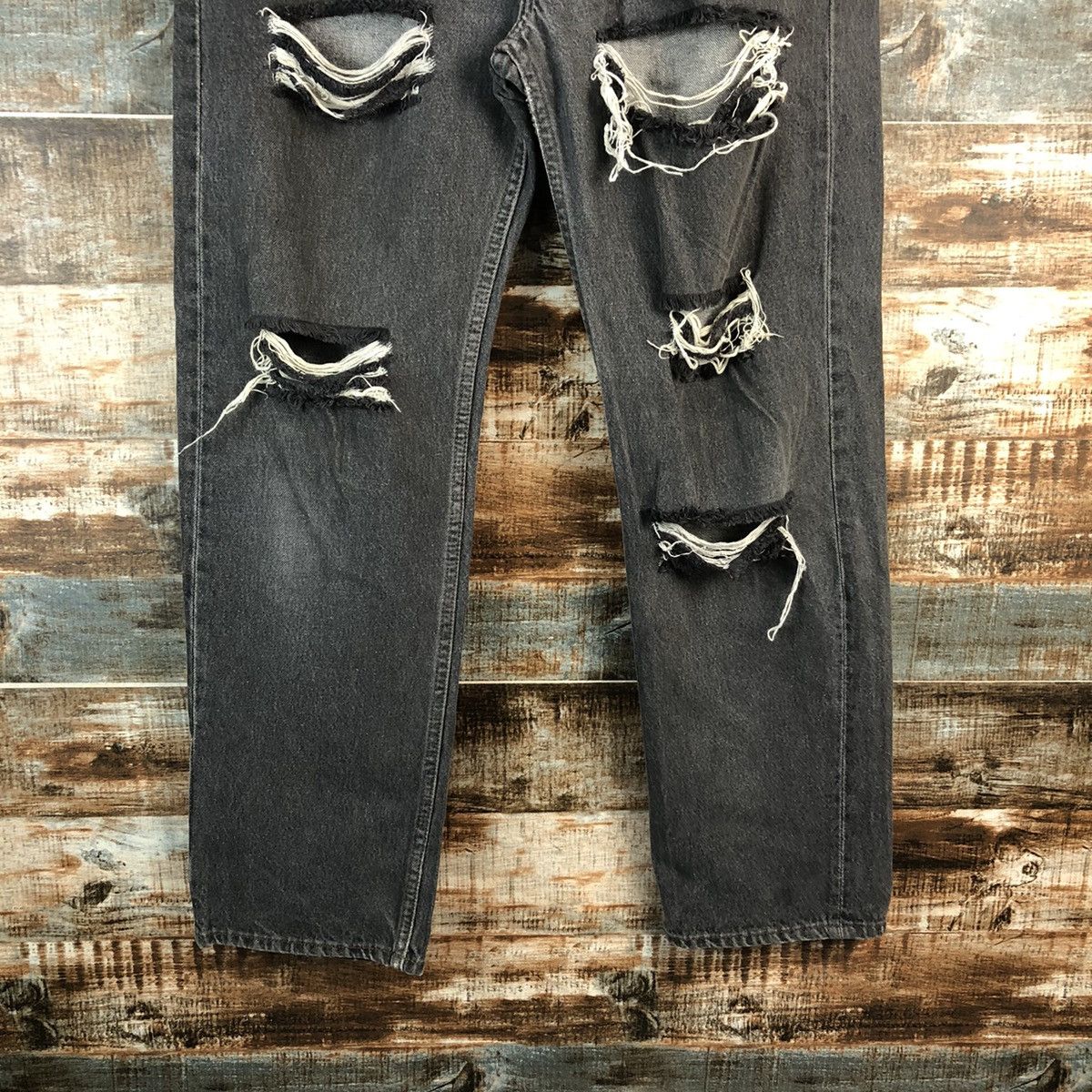 Levi's Levis 501 vintage Grey ripped Distressed Denim Pants #A2604 Size US 36 / EU 52 - 6 Thumbnail
