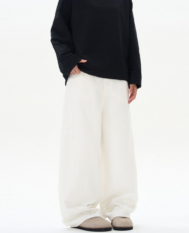 Japanese Brand Men's Retro Street Wide-Leg Patchwork Curved Jeans Y2K Size US 32 / EU 48 - 2 Thumbnail