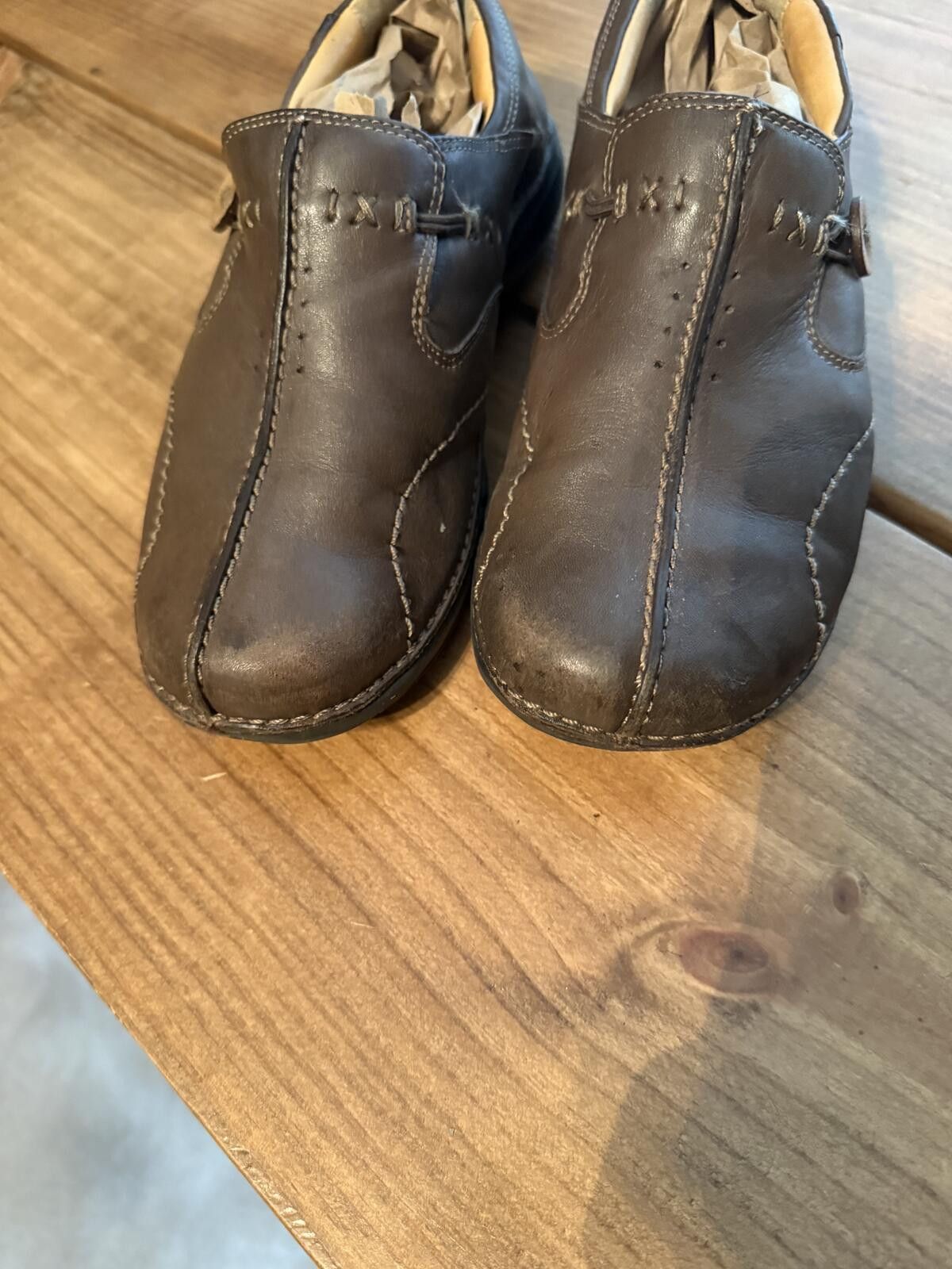 Clarks Brown Leather Casual Slip-On Shoes Size US 7.5 / IT 37.5 - 7 Thumbnail