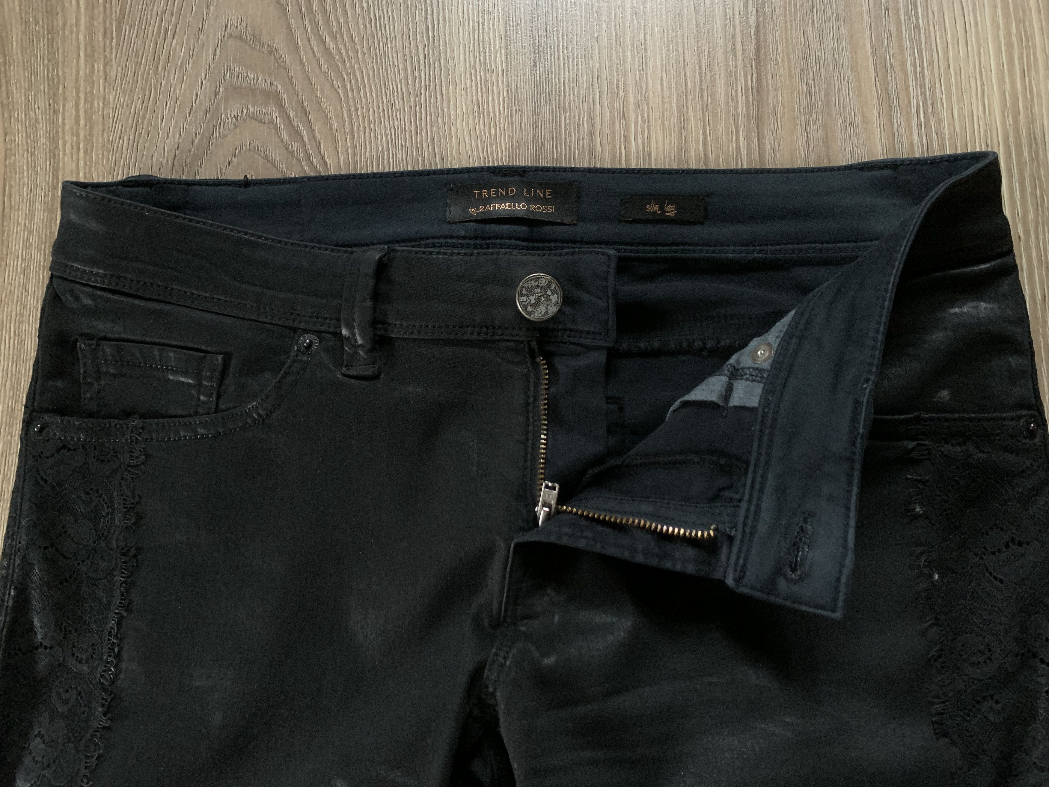 Other Raffaello Rossi Leather Black Wax Jeans Size 30" / US 8 / IT 44 - 6 Thumbnail