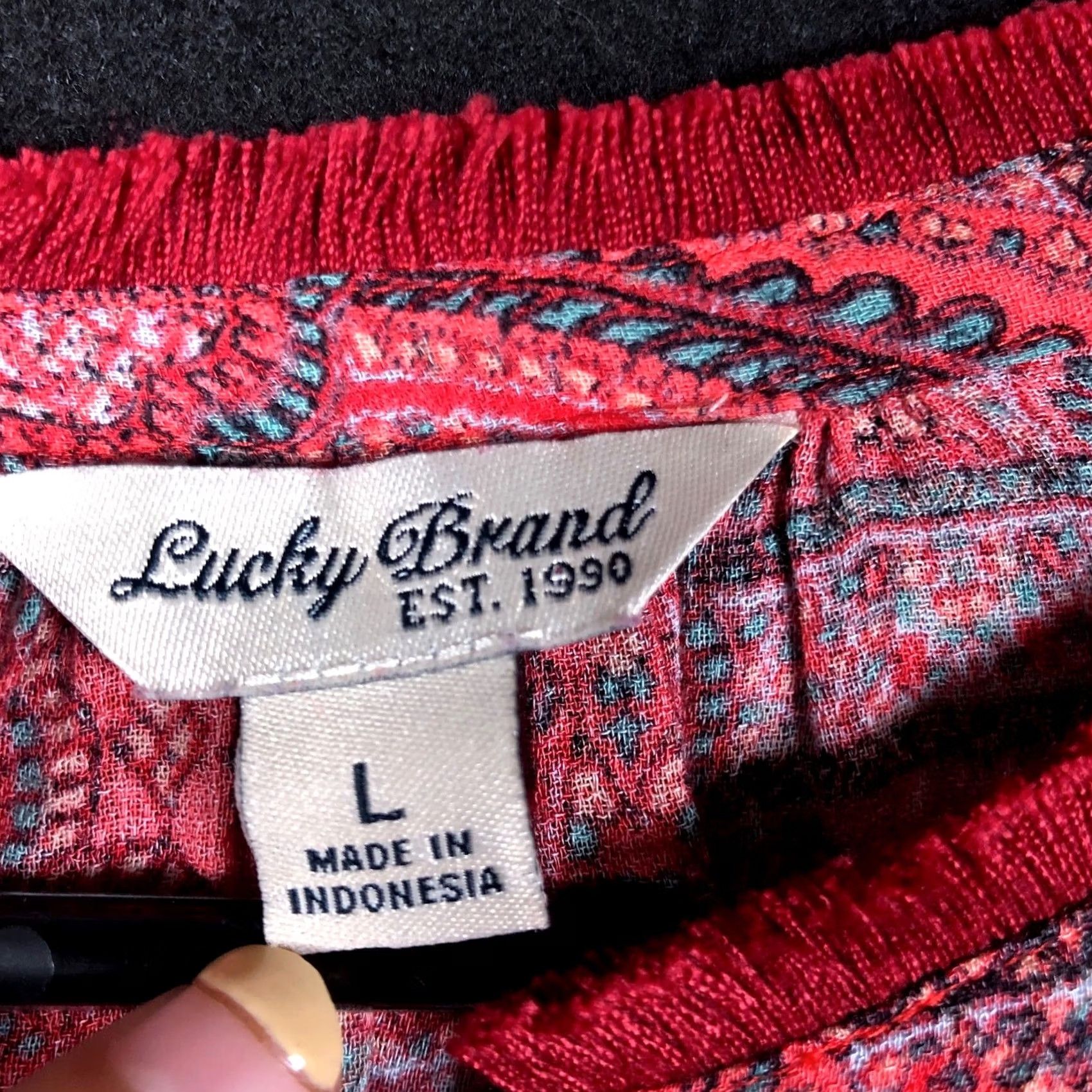 Lucky Brand Lucky Brand Blouse Womens Red Pink V-Neck Front Tie Long Sleeve Large XS- XXL? Size L / US 10 / IT 46 - 6 Thumbnail
