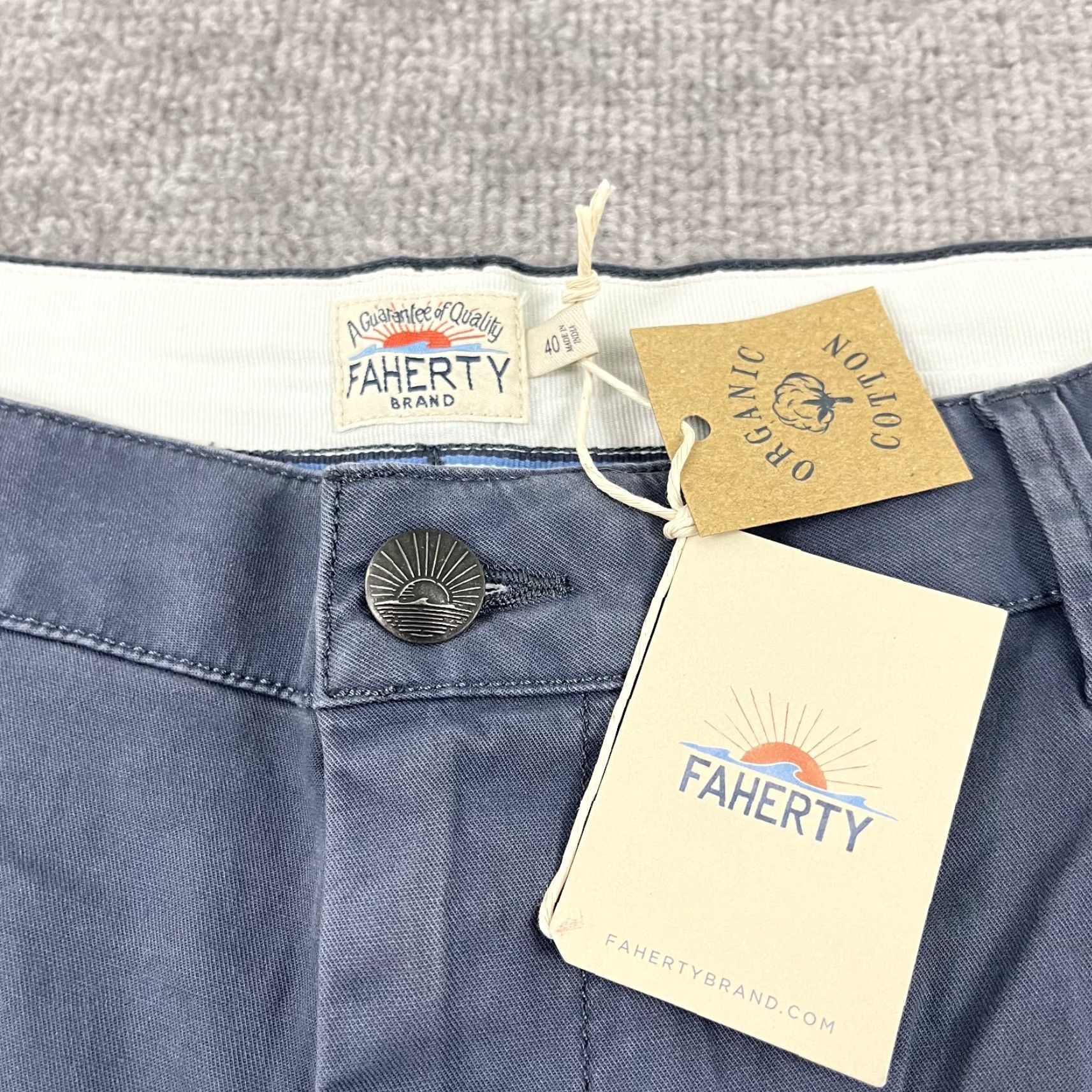 Faherty Faherty Chino Shorts Mens 40 / 9"Washed Blue Organic Cotton Casual Size US 40 / EU 56 - 2 Thumbnail