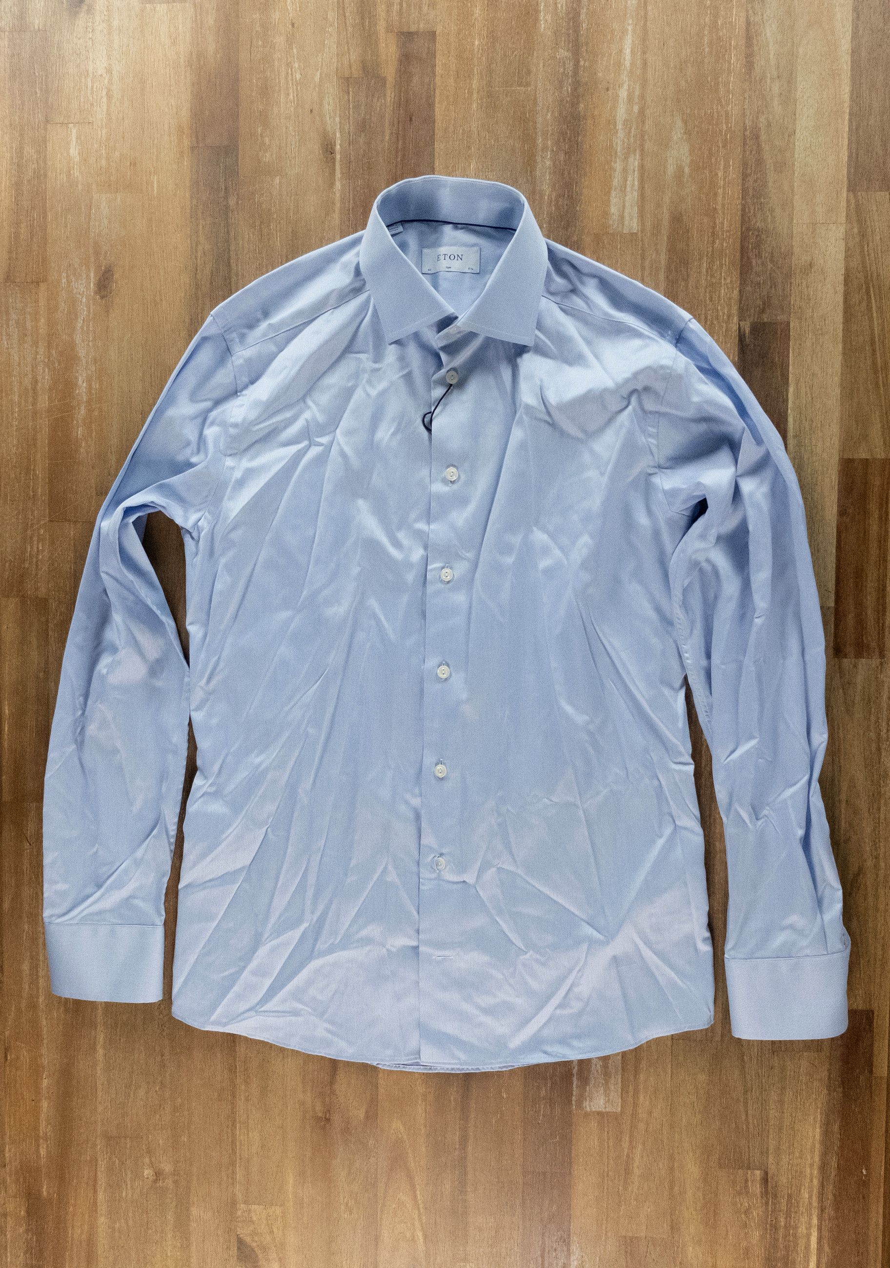 Eton ETON of Sweden slim fit blue cotton dress shirt 40 Medium Size US M / EU 48-50 / 2 - 4 Thumbnail