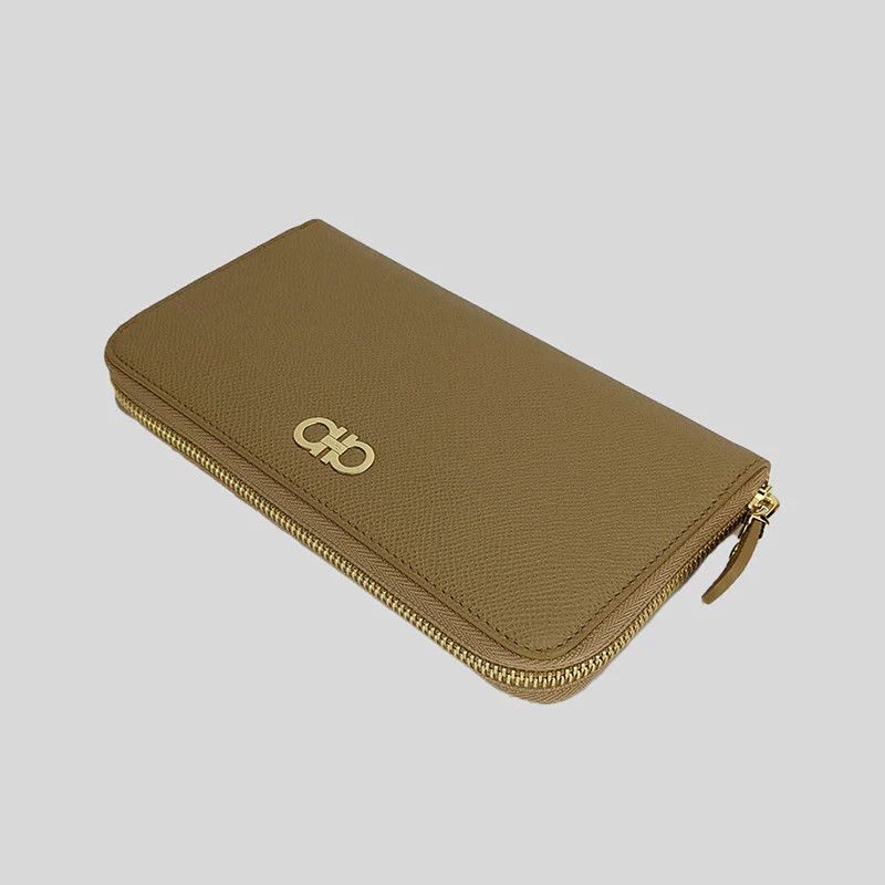 Salvatore Ferragamo o1s1rm0924 Size: OS / Calf Zip Around Wallet in Camel Size ONE SIZE - 4 Thumbnail