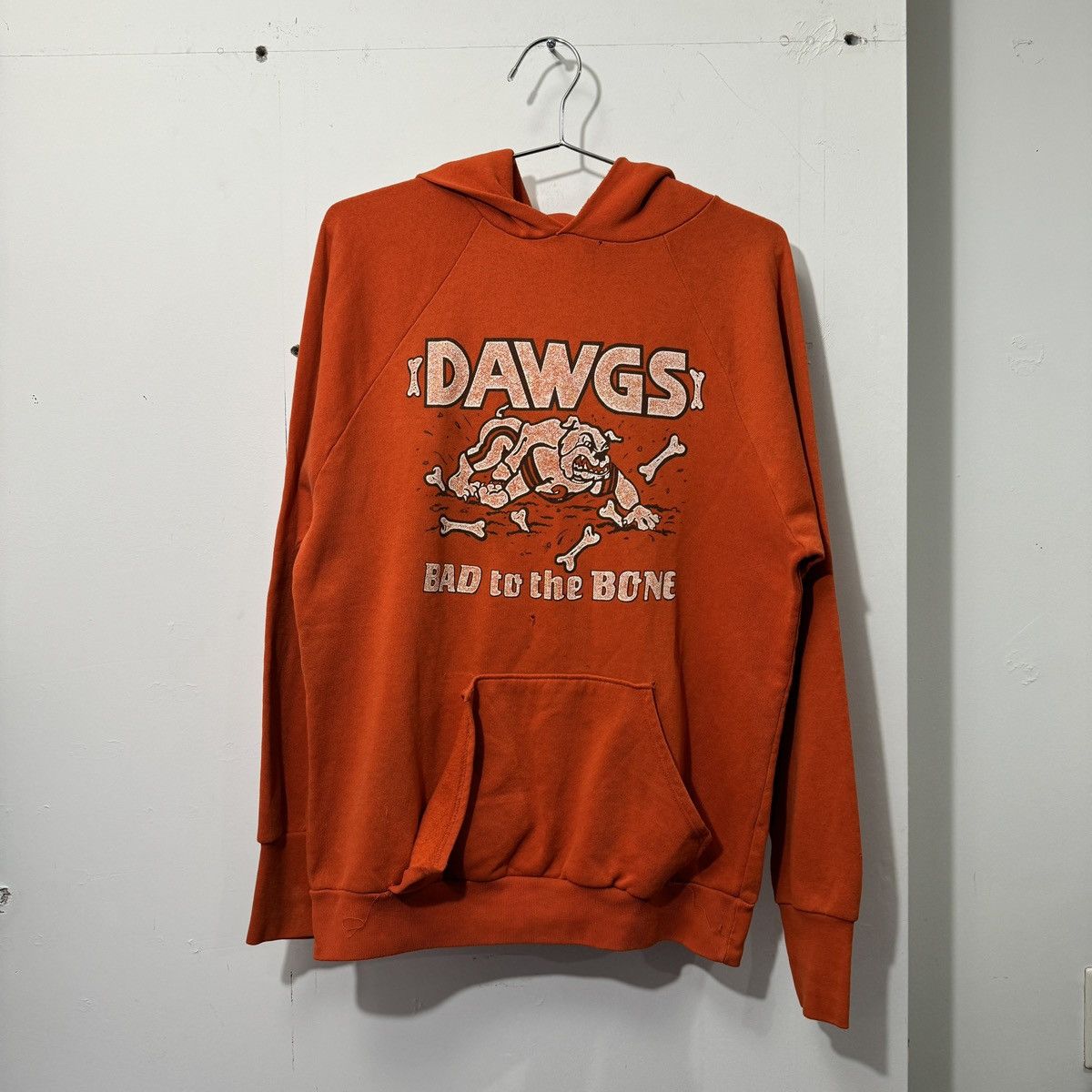 image of Nfl x Vintage 80's Thrashed Faded Cleveland Browns Dawgs Sweatshirt in Orange, Men's (Size Large)