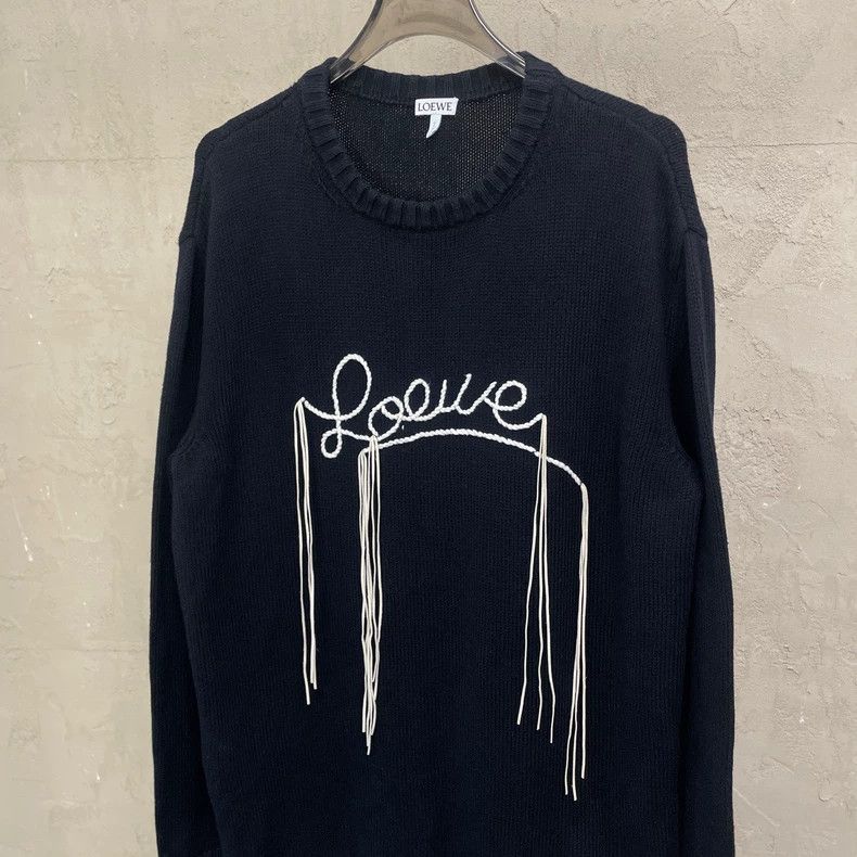 Loewe loewe Black tassel logo round-neck knitted sweater 2506-Nex Size US XS / EU 42 / 0 - 3 Thumbnail