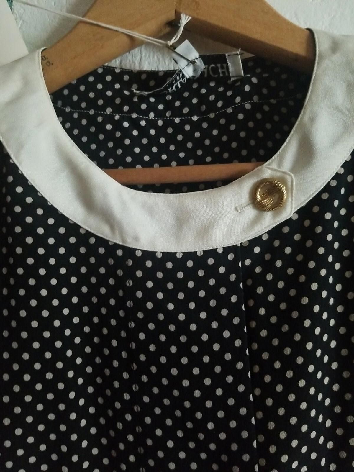 Other Gloria Sachs Black White Polka Dot Pleated Skirt Suit sz 10 Size 32" / US 10 / IT 46 - 4 Thumbnail