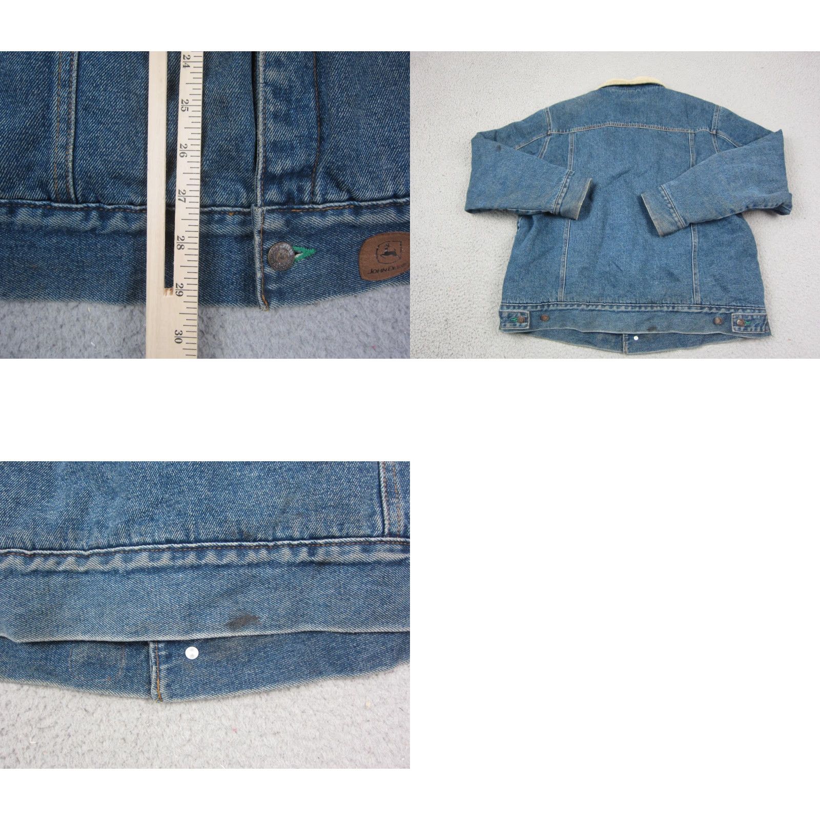 John Deere VINTAGE John Deere Jacket Mens L Blue Denim Trucker Sherpa Fleece Lined Workwear Casual 80s Mens Size US L / EU 52-54 / 3 - 9 Thumbnail
