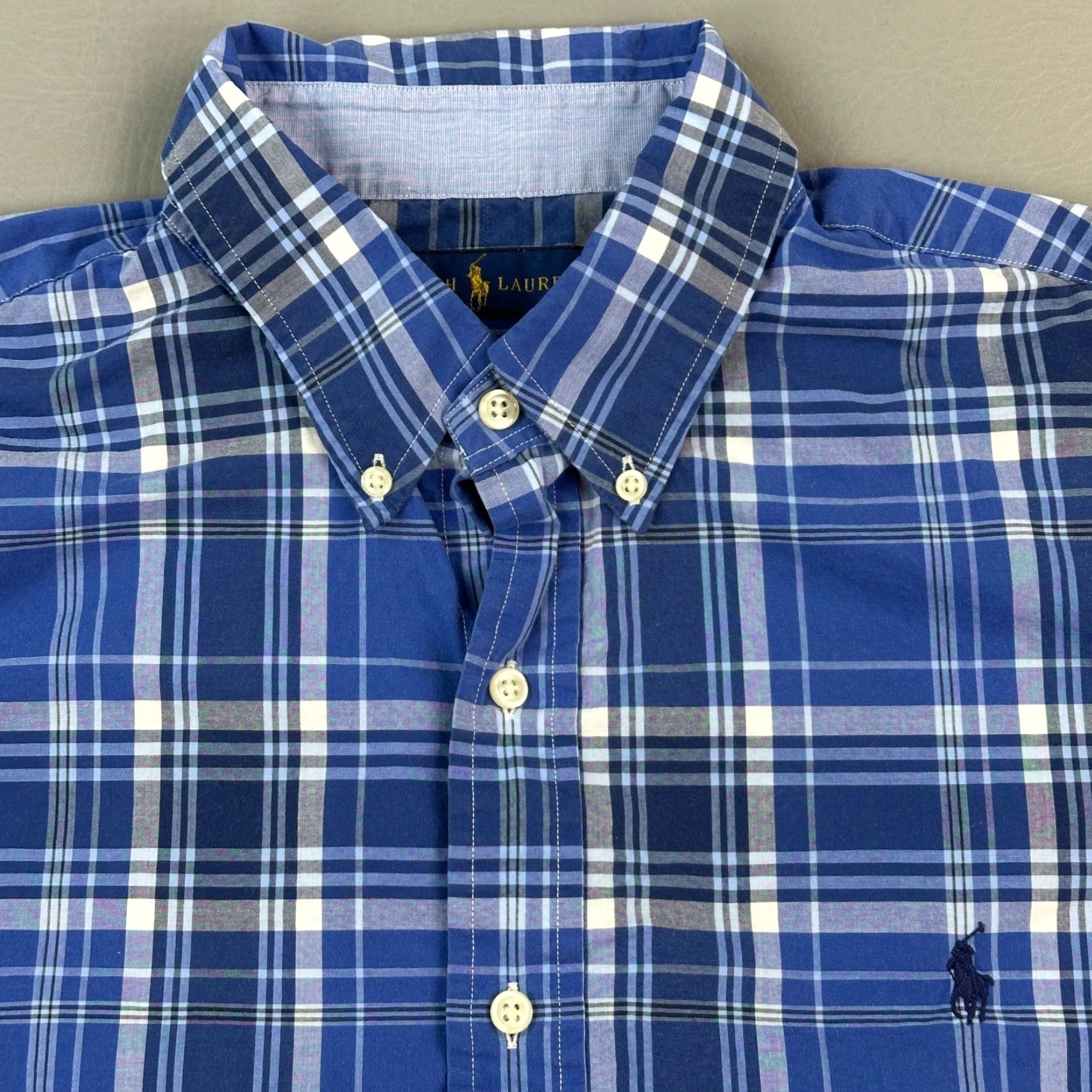 Ralph Lauren Ralph Lauren Shirt Mens Large Blue Plaid 100% Cotton Stretch Button-Down Casual Size US L / EU 52-54 / 3 - 4 Thumbnail
