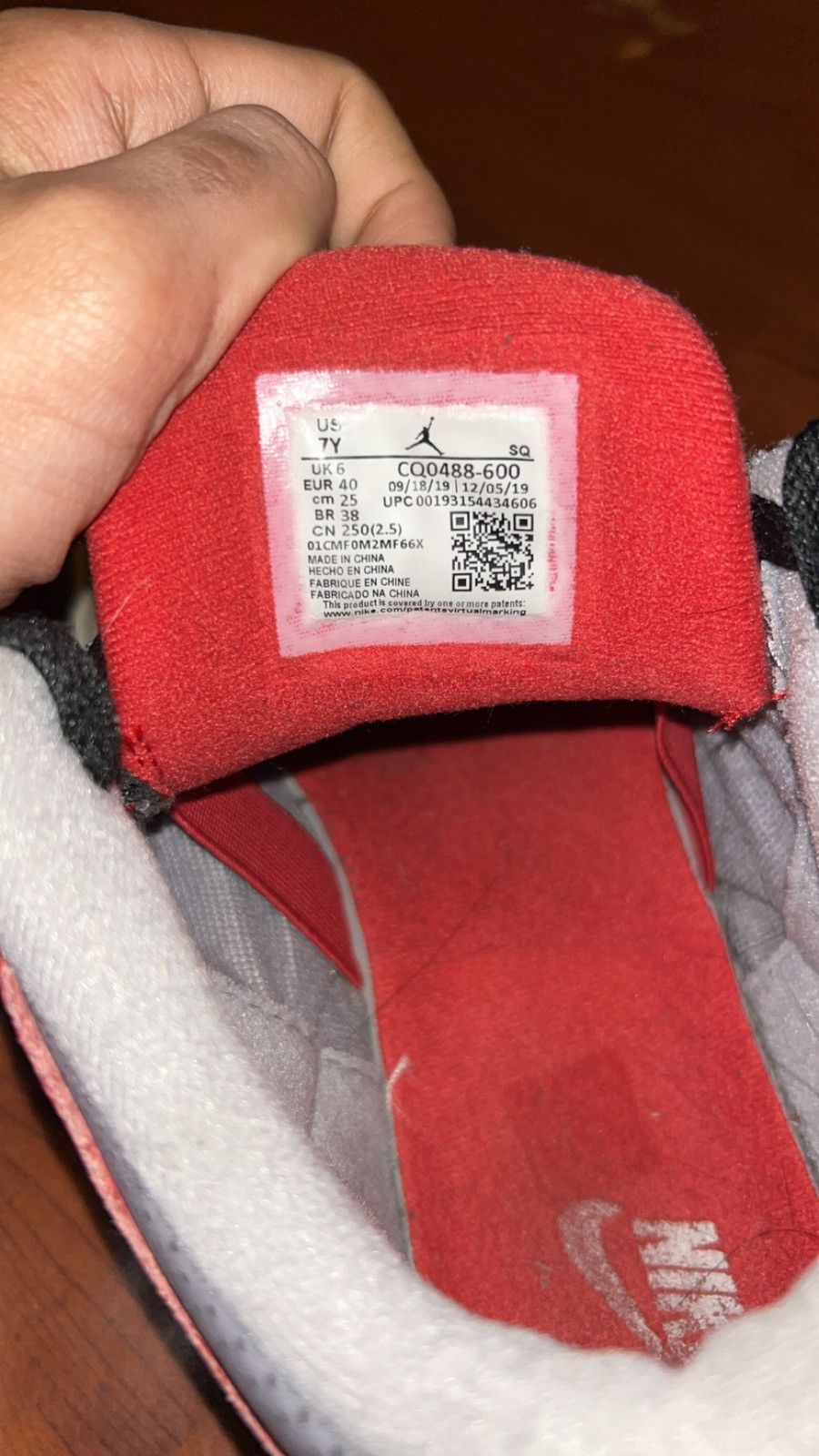 Jordan 3 Gs Size 7 Red cement