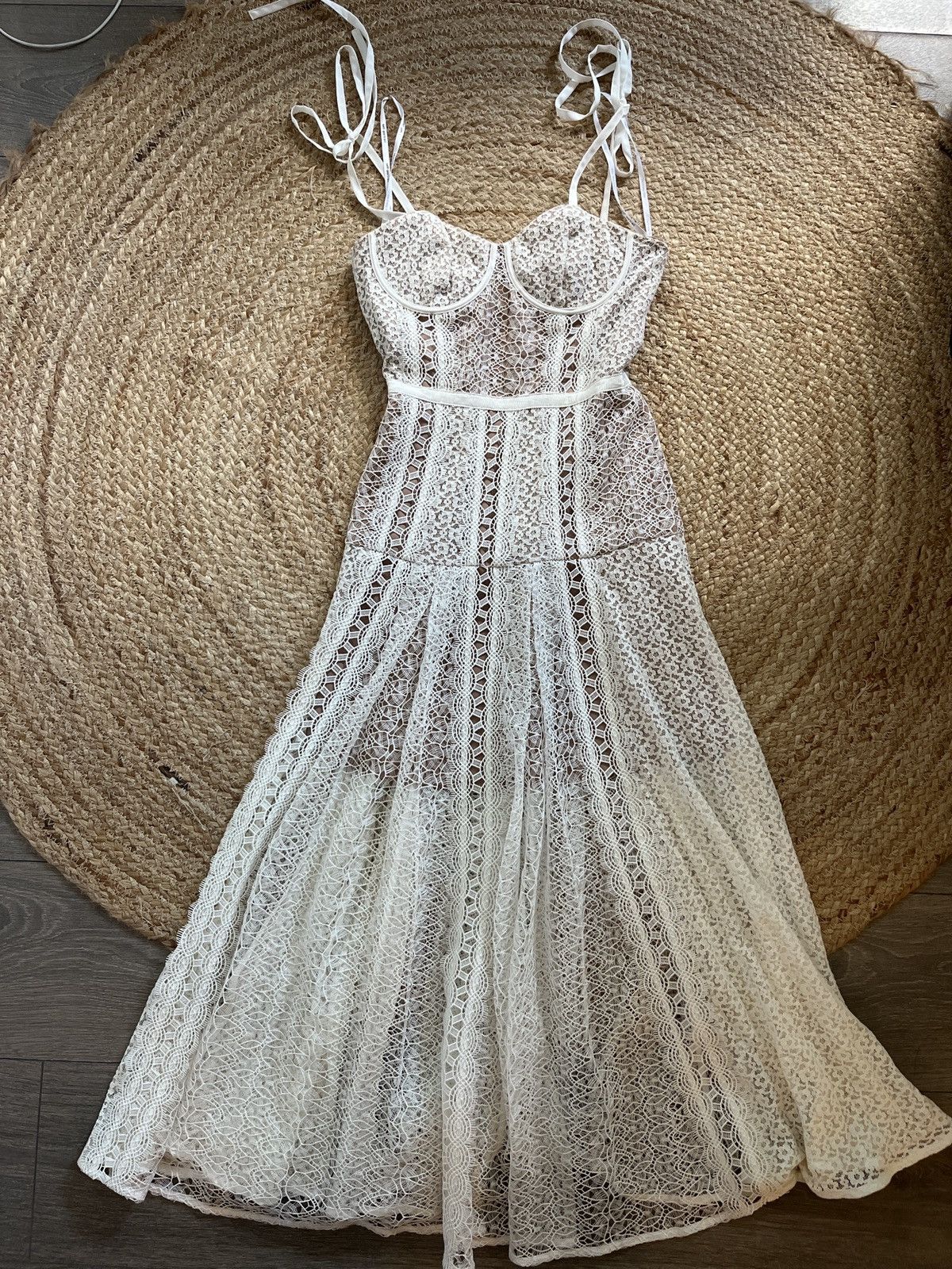 Self-Portrait Sheer Lace Maxi Dress with Corset Bodice Size XS / US 0-2 / IT 36-38 - 1 Thumbnail