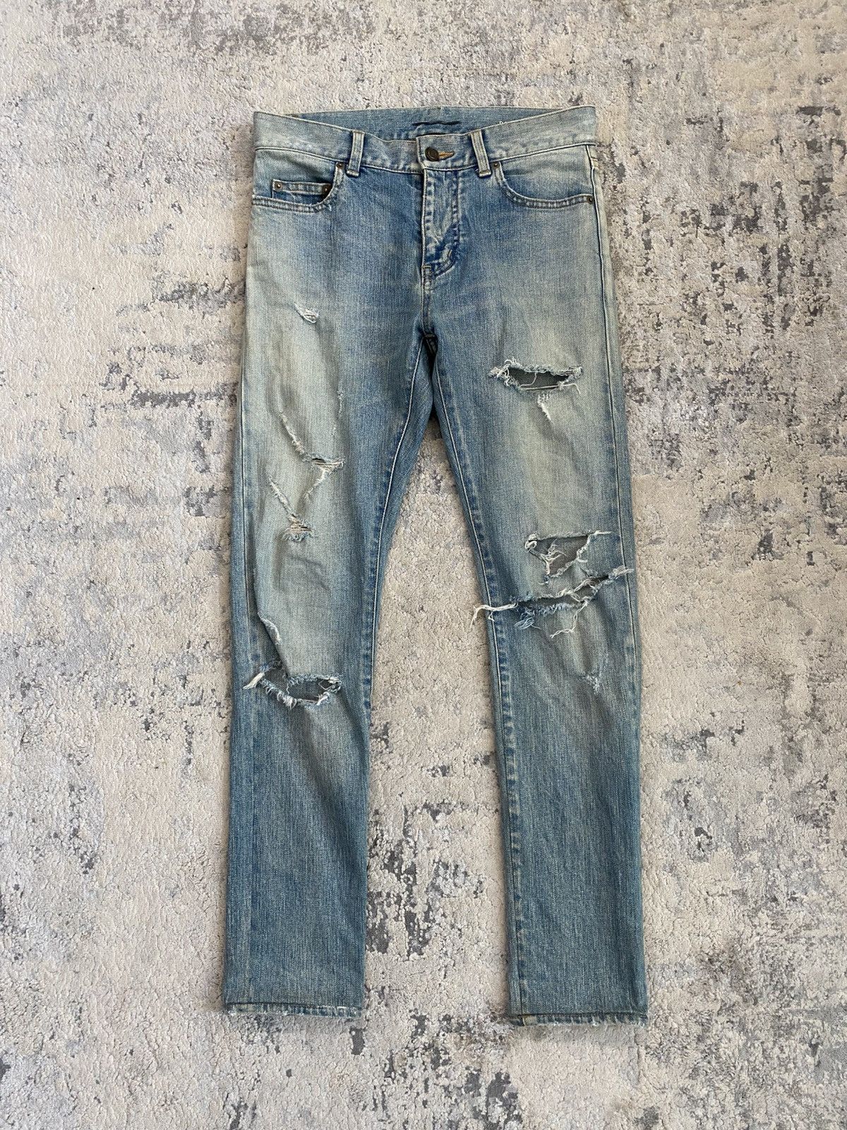 Saint Laurent Paris Saint Laurent - 2016 Crash Denim Size US 27 - 1 Thumbnail