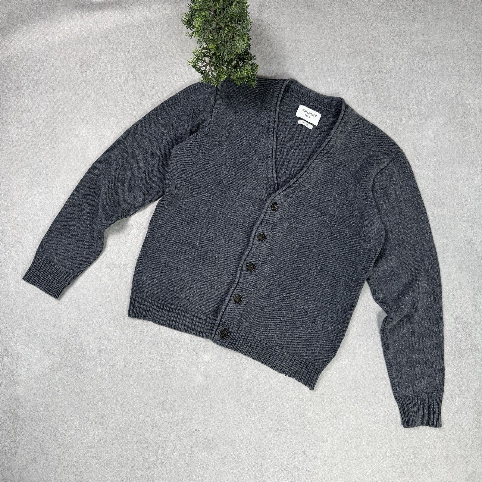 Our Legacy Our Legacy Men 100% Silk Grey Cardigan Size US M / EU 48-50 / 2 - 1 Thumbnail