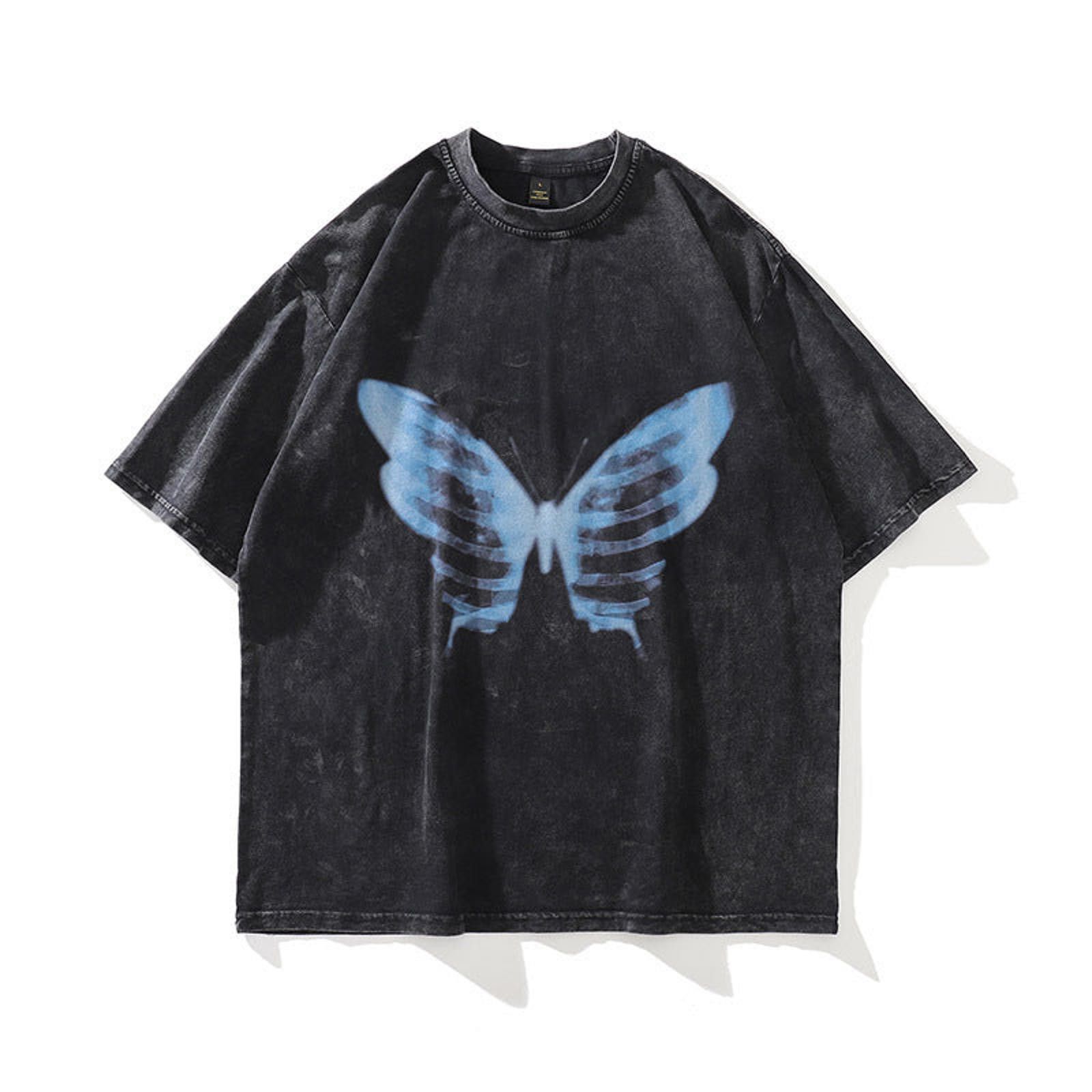 Other Butterfly Graphic Tee - Washed Grey, Cotton Size US XL / EU 56 / 4 - 1 Thumbnail