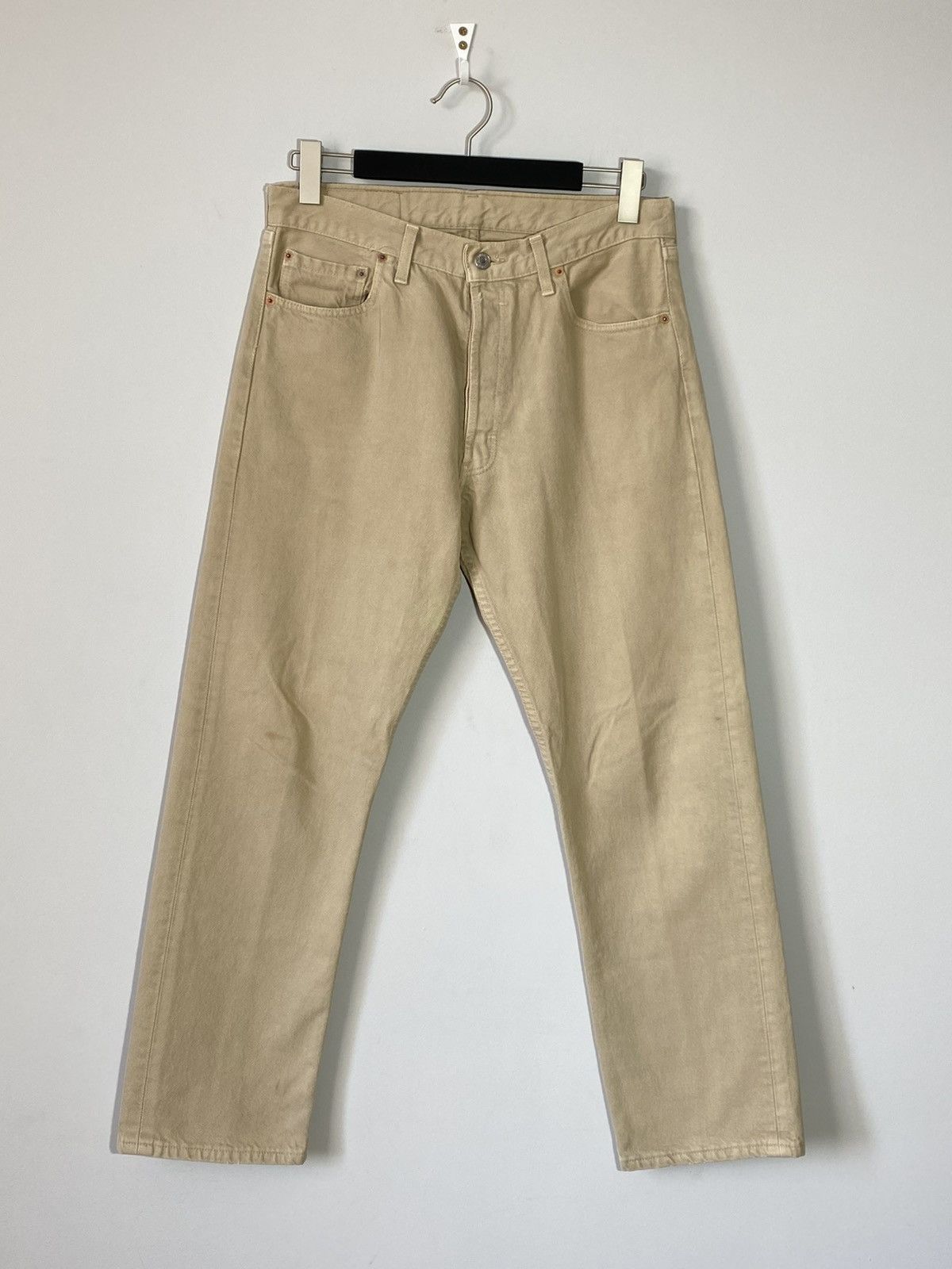 Levi's 90s Vintage Levis 501 34х30 Beige Denim Jeans Size US 34 / EU 50 - 2 Thumbnail