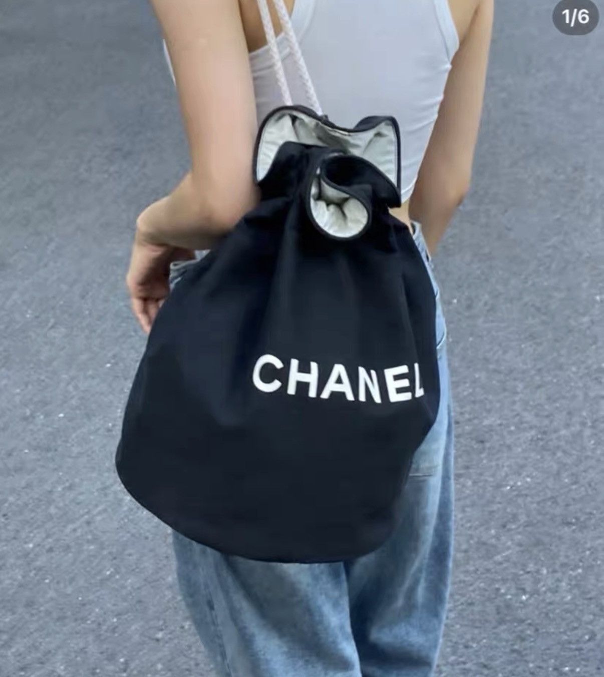 Chanel Chanel Vintage Canvas Beach Bucket Backpack J36 Size ONE SIZE - 5 Thumbnail