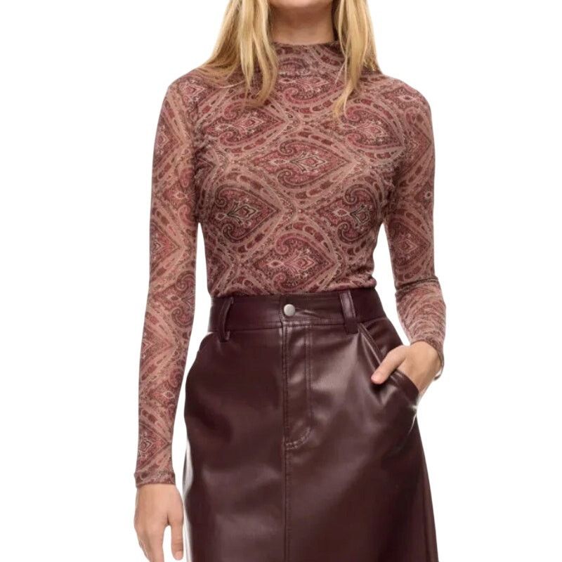 Ronny Kobo Ronny Kobo X RTR Mock Neck Mesh Top in Brown, Size S Size S / US 4 / IT 40 - 2 Thumbnail