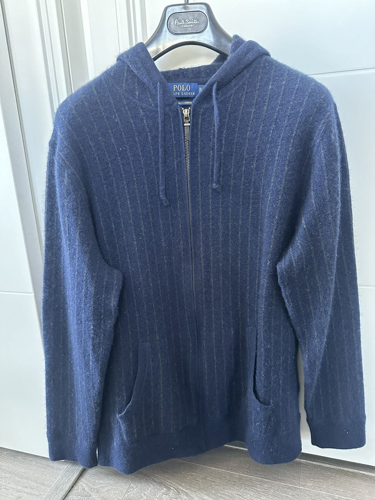 Polo Ralph Lauren 100% Cashmere Pinstripe Hoodie Size US L / EU 52-54 / 3 - 1 Thumbnail
