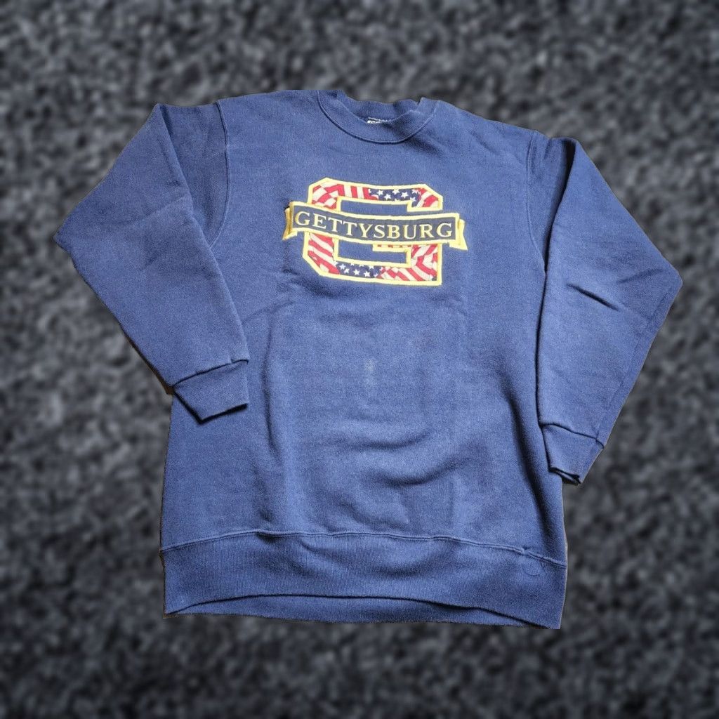 Vintage VINTAGE Onieta Gettysburg Patriotic Embroidered Sweatshirt Blue M Mens Size US M / EU 48-50 / 2 - 1 Thumbnail