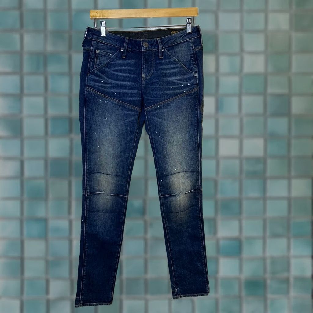 Vintage G-Star Raw 5620 Heritage Jeans Dark Wash Paint Splatter Womens Jeans Slim Motorcycle Grunge 27 Womens Size 27" / US 4 / IT 40 - 1 Thumbnail
