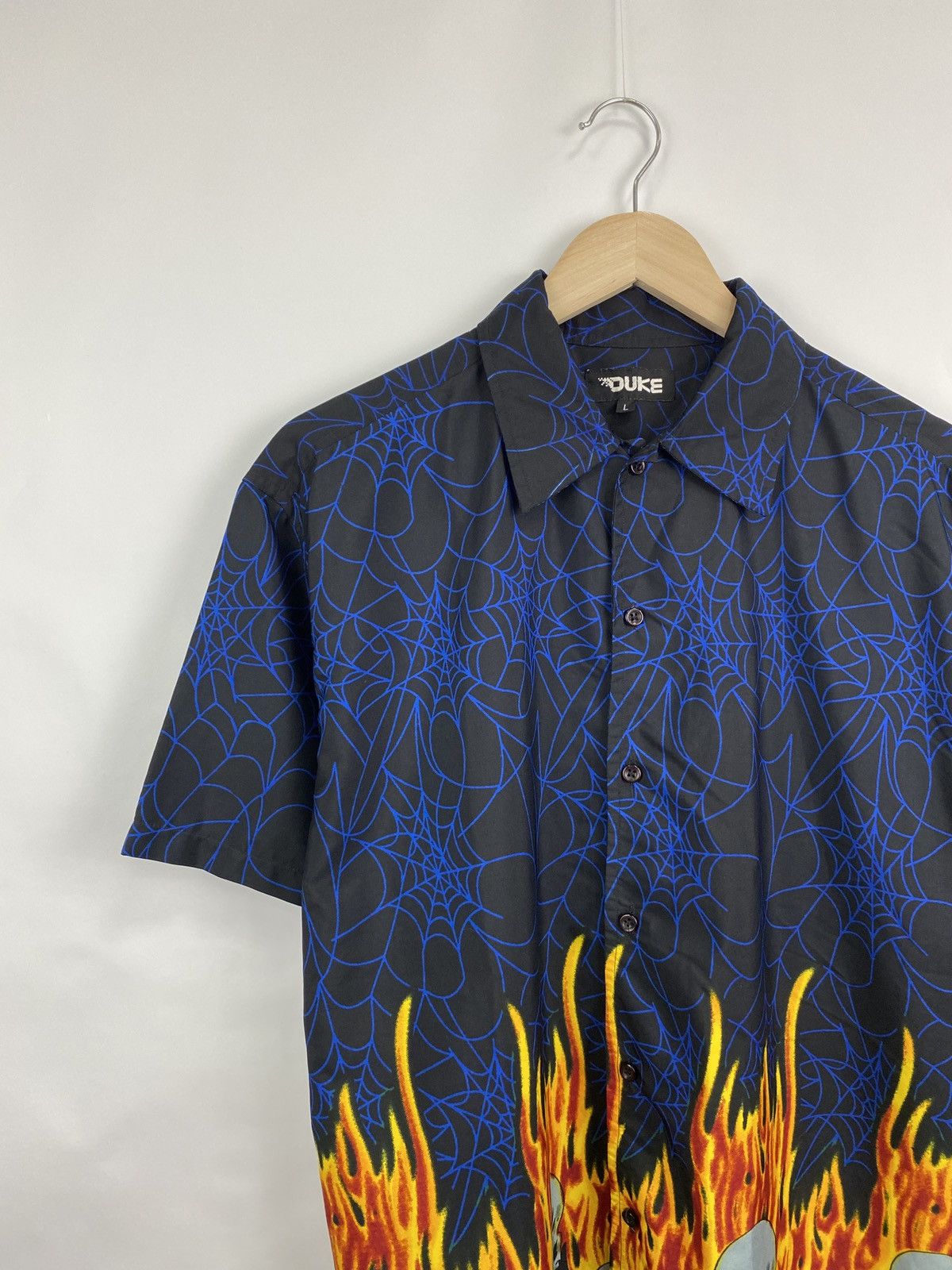 If Six Was Nine 🔥🕸💀 Vintage 90s Skull Skeleton Fire Shirt Rare Retro Y2K Size US L / EU 52-54 / 3 - 3 Thumbnail