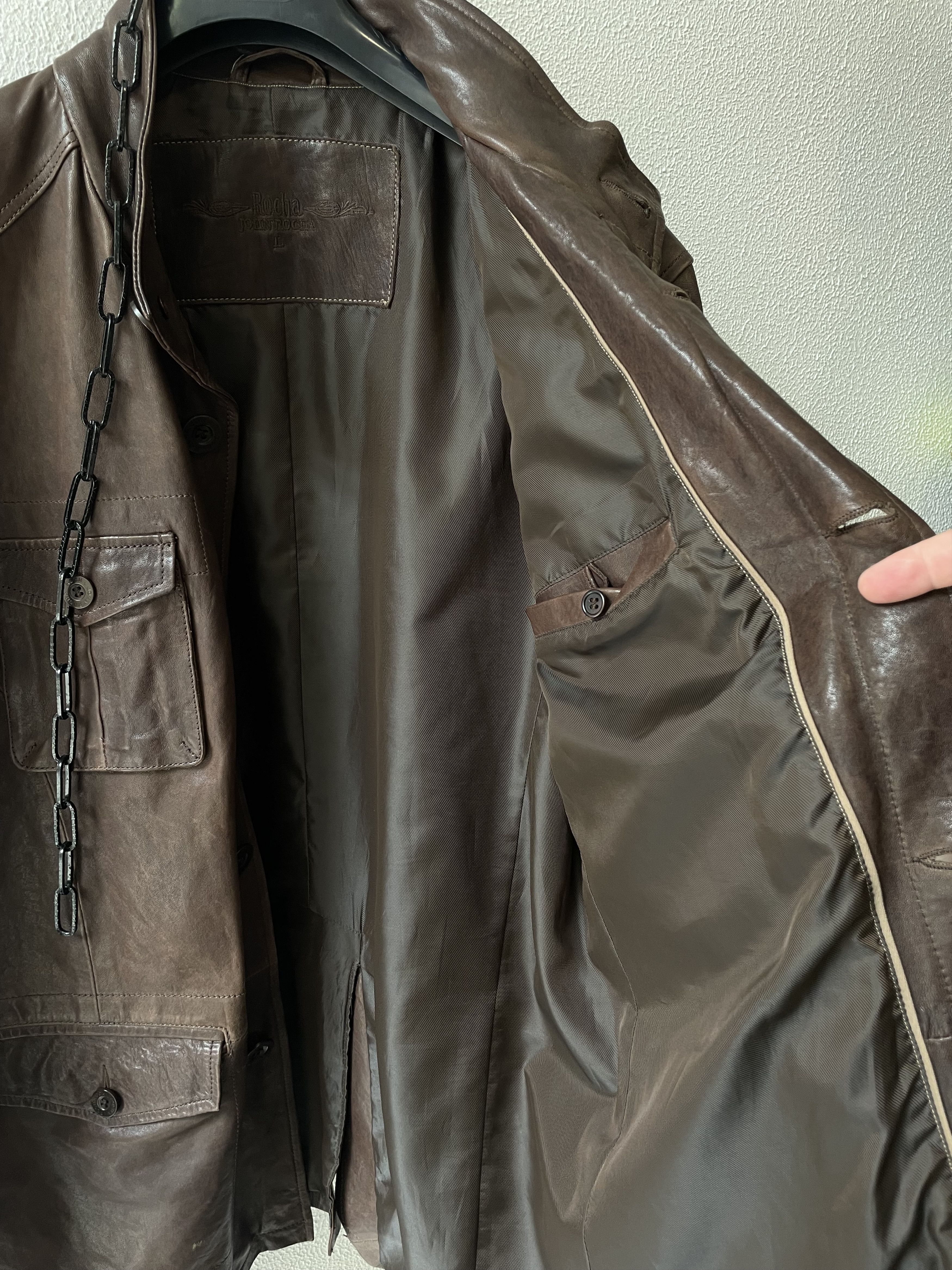 Designer × Vintage Rare Rocha John Rocha leather brown man Size US L / EU 52-54 / 3 - 6 Thumbnail